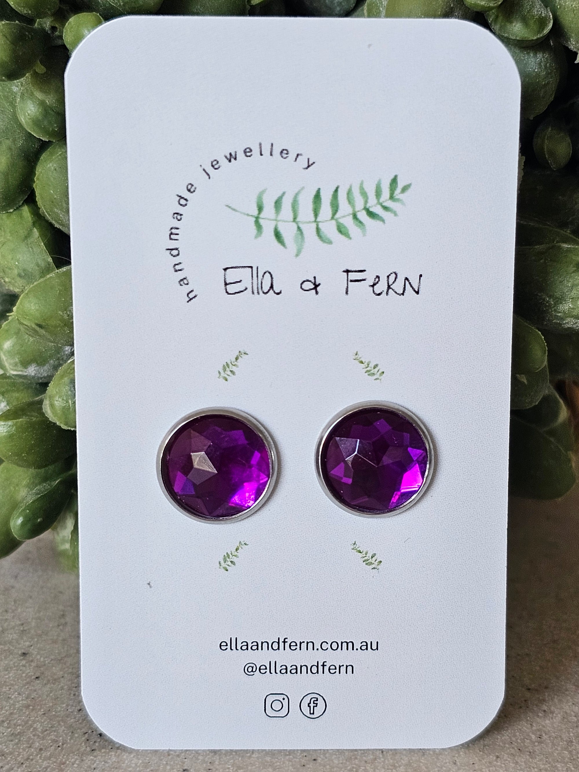 Mirrored Purple Pop Stud Earrings
