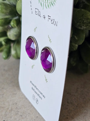 Mirrored Purple Pop Stud Earrings