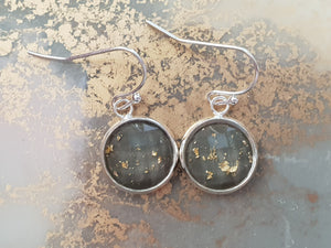 Gold Leaf Grey Dangle Earrings | Ella & Fern