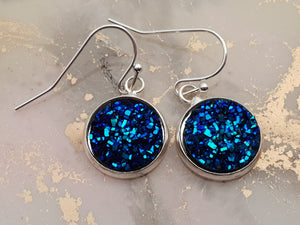 Baby Ocean Blue Druzy Dangle Earrings | Ella & Fern