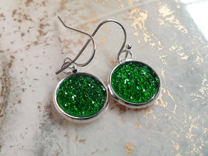 Sparkling Emerald Faux Druzy Dangle Earrings | Ella & Fern