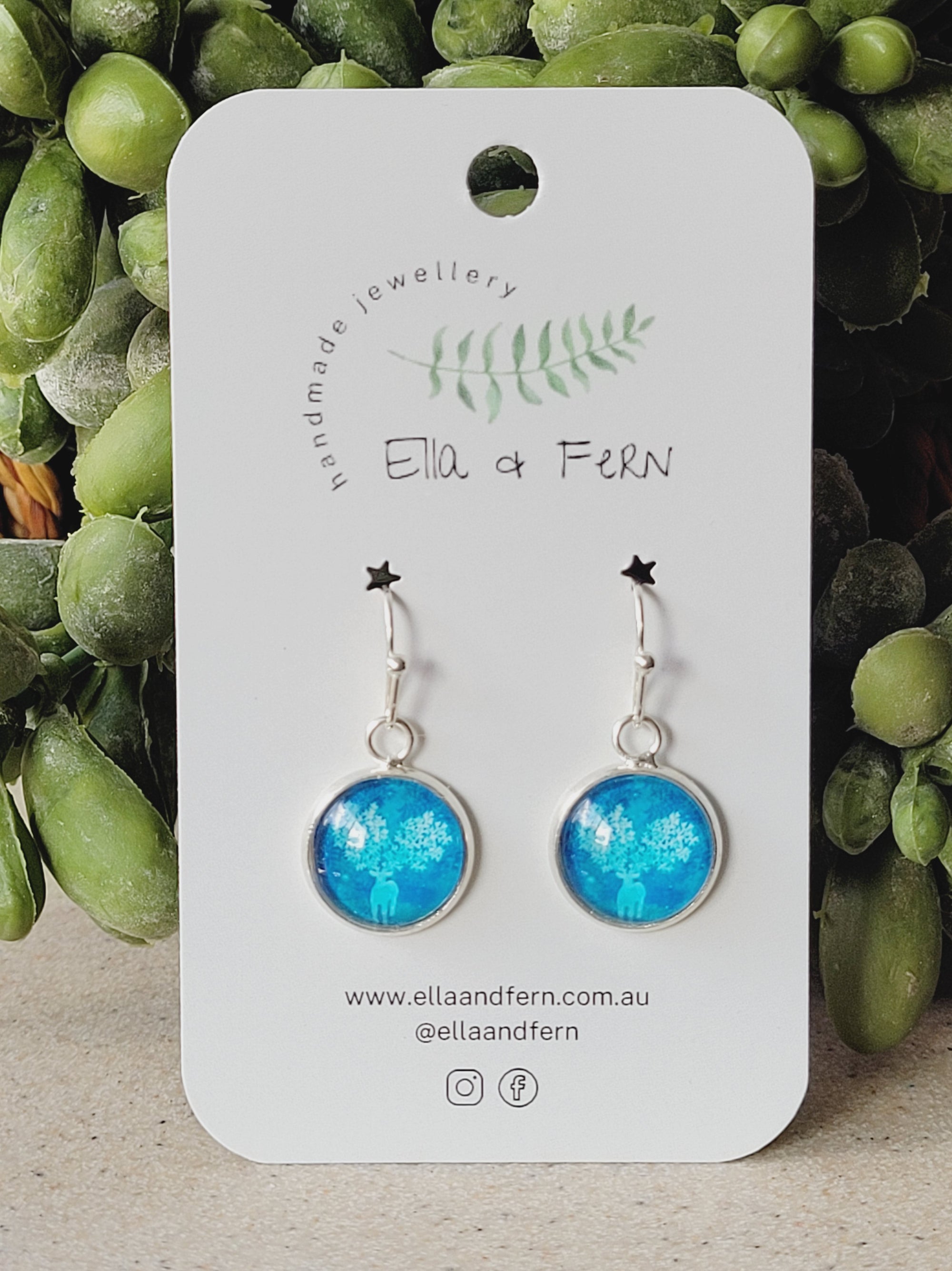 Blue Deer Dangle Earrings | Ella & Fern