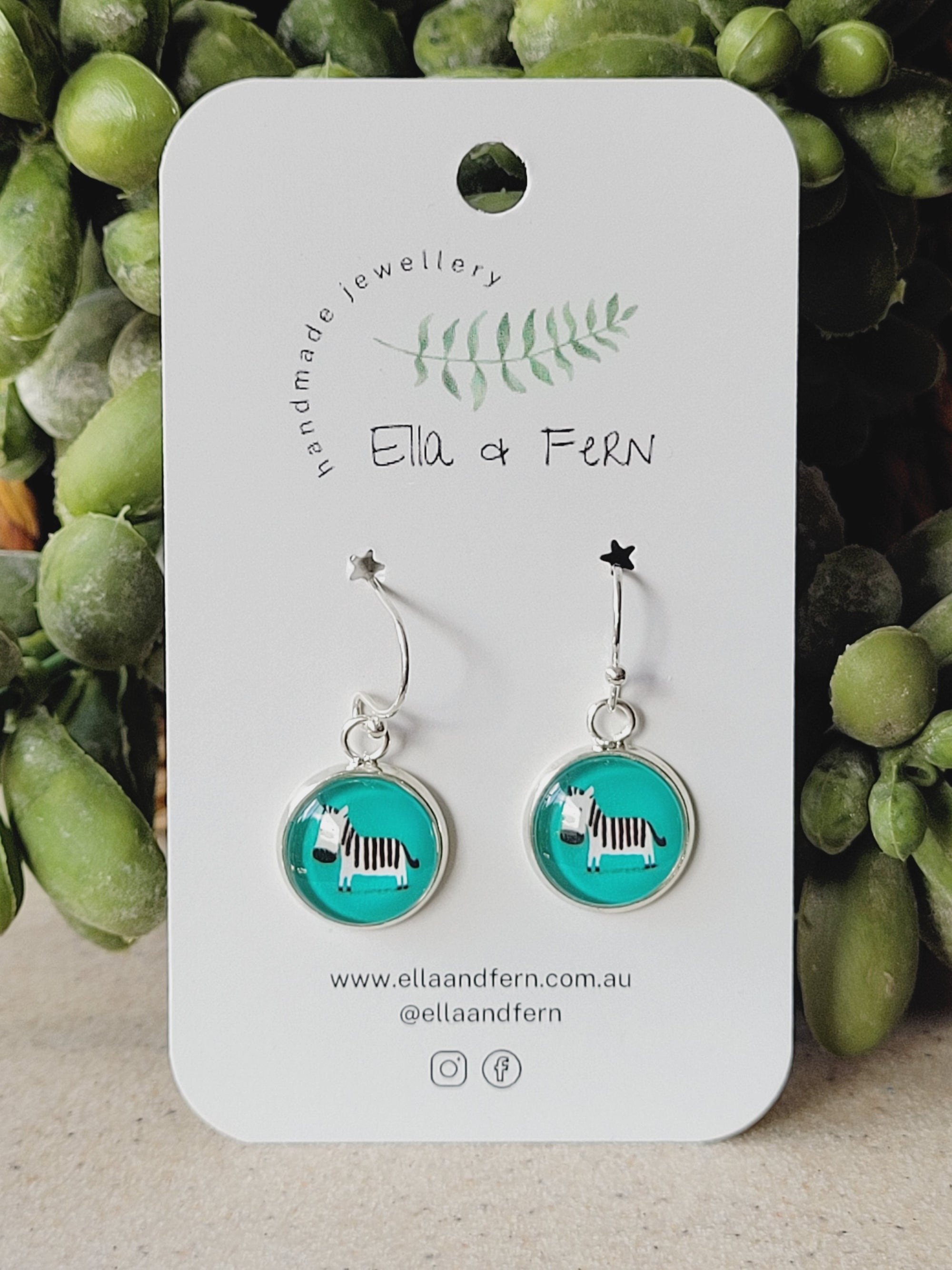 Zebra Dangle Earrings | Ella & Fern