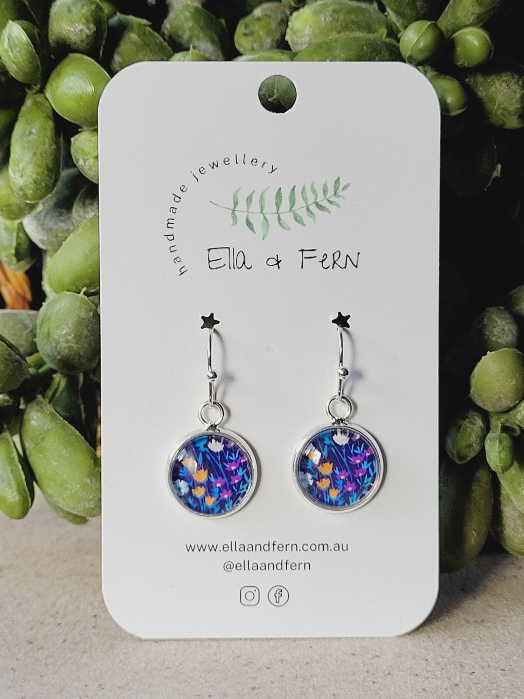 Dark Flowers Dangle Earrings | Ella & Fern