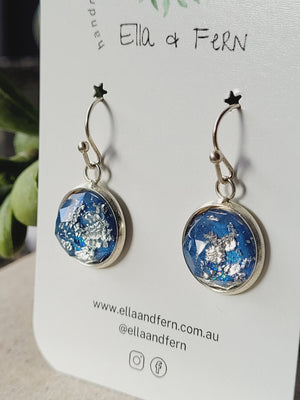 Blue Silver Leaf Dangle Earrings | Ella & Fern