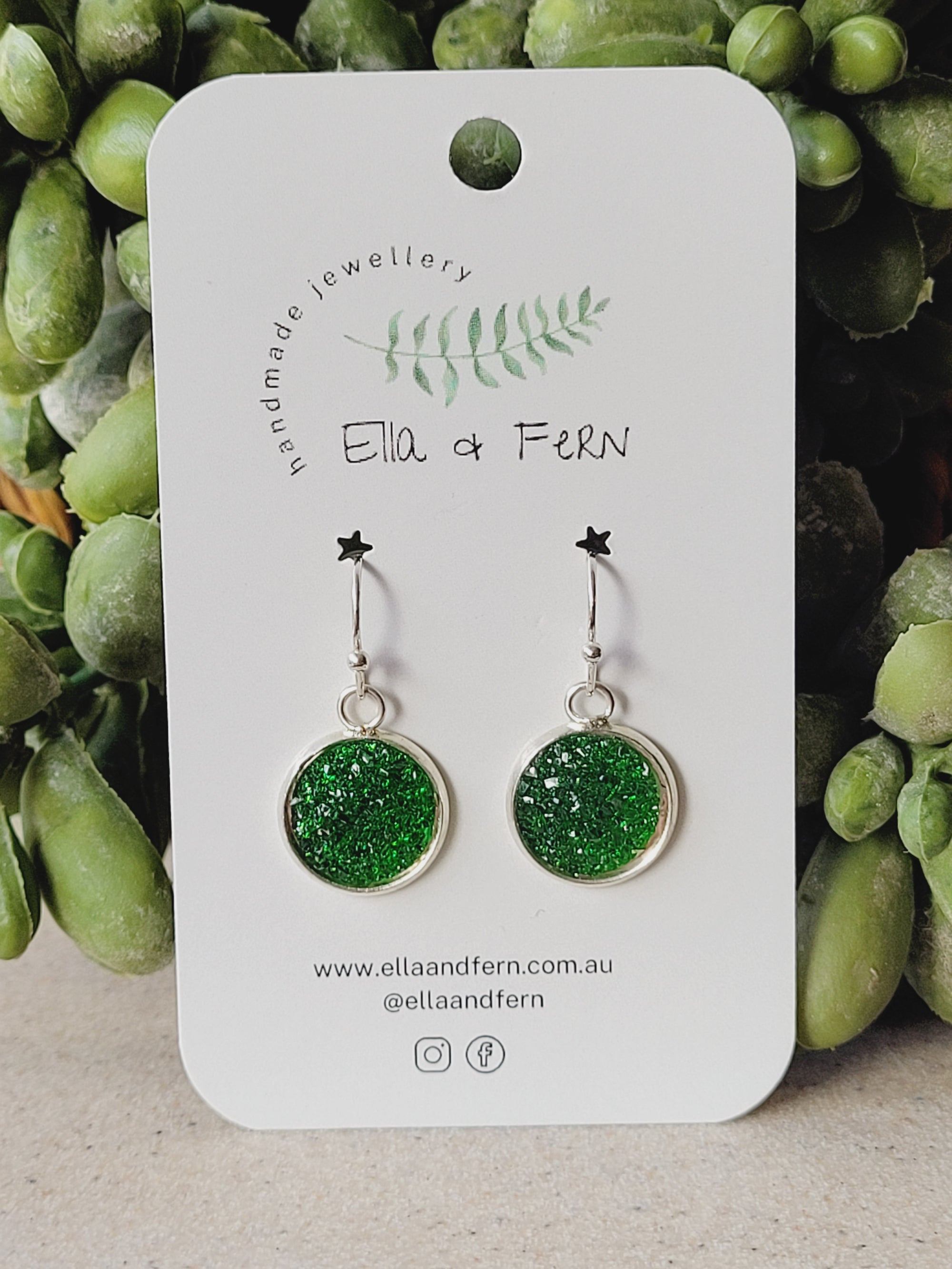 Grass Green Faux Druzy Dangle Earrings | Ella & Fern