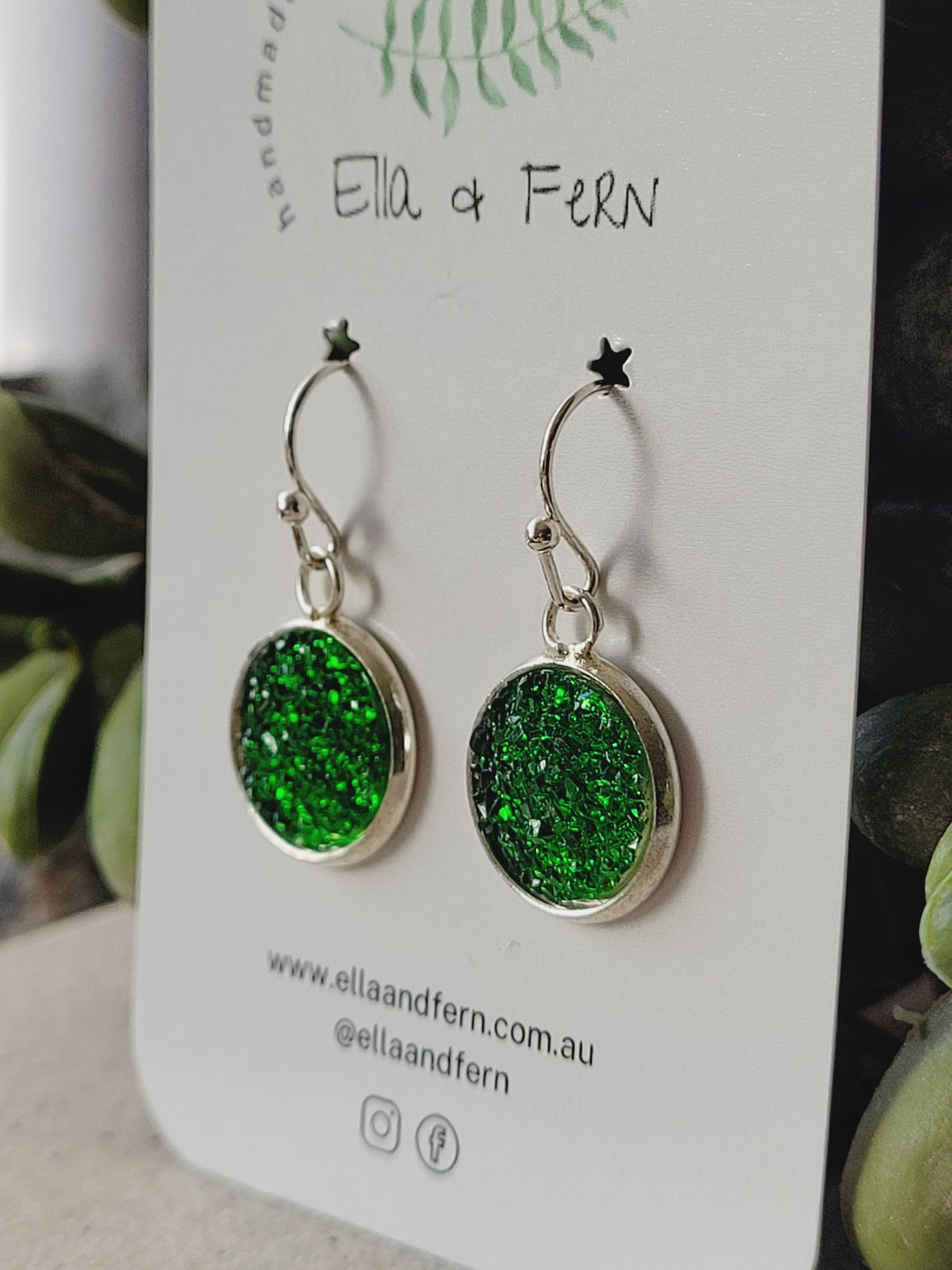 Grass Green Faux Druzy Dangle Earrings | Ella & Fern