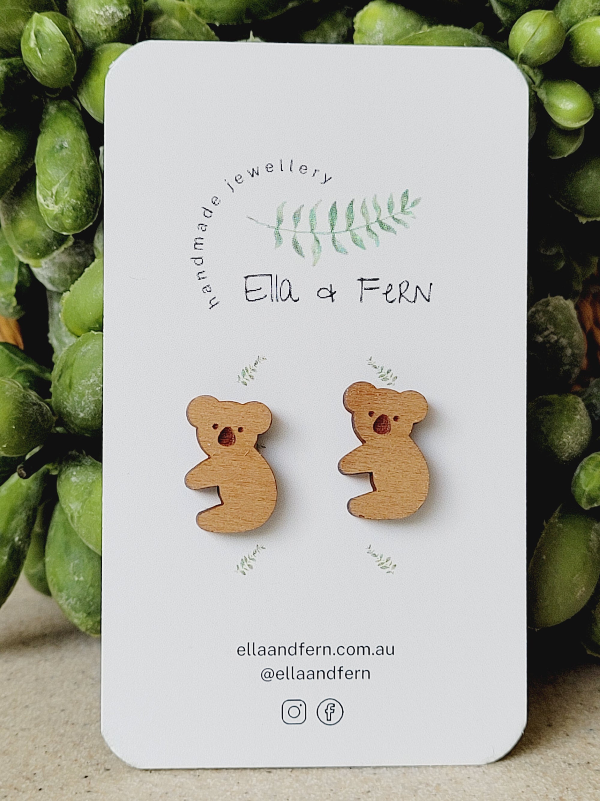 Koala Bear Wooden Stud Earrings | Ella & Fern