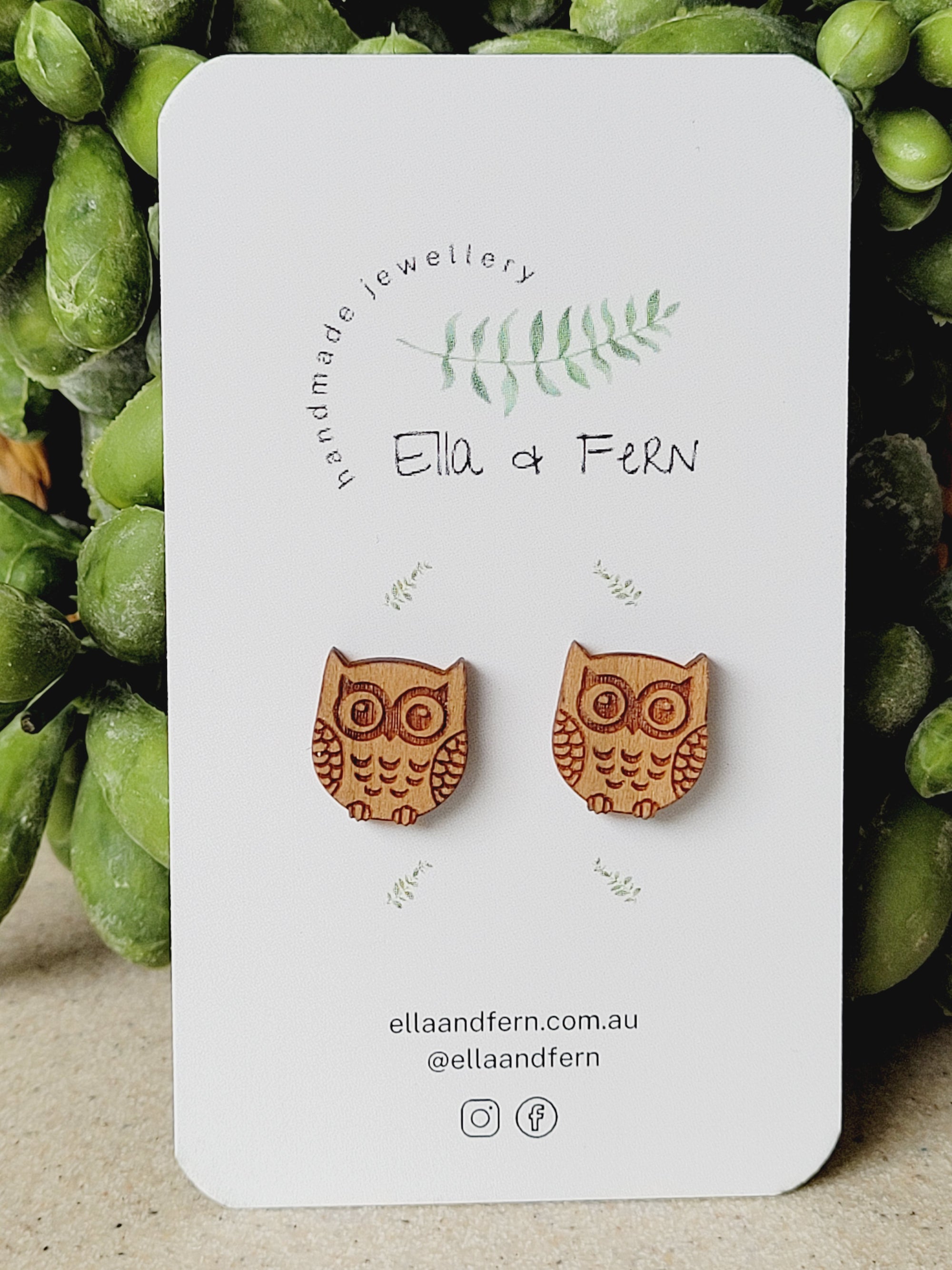 Owl Wooden Stud Earrings | Ella & Fern