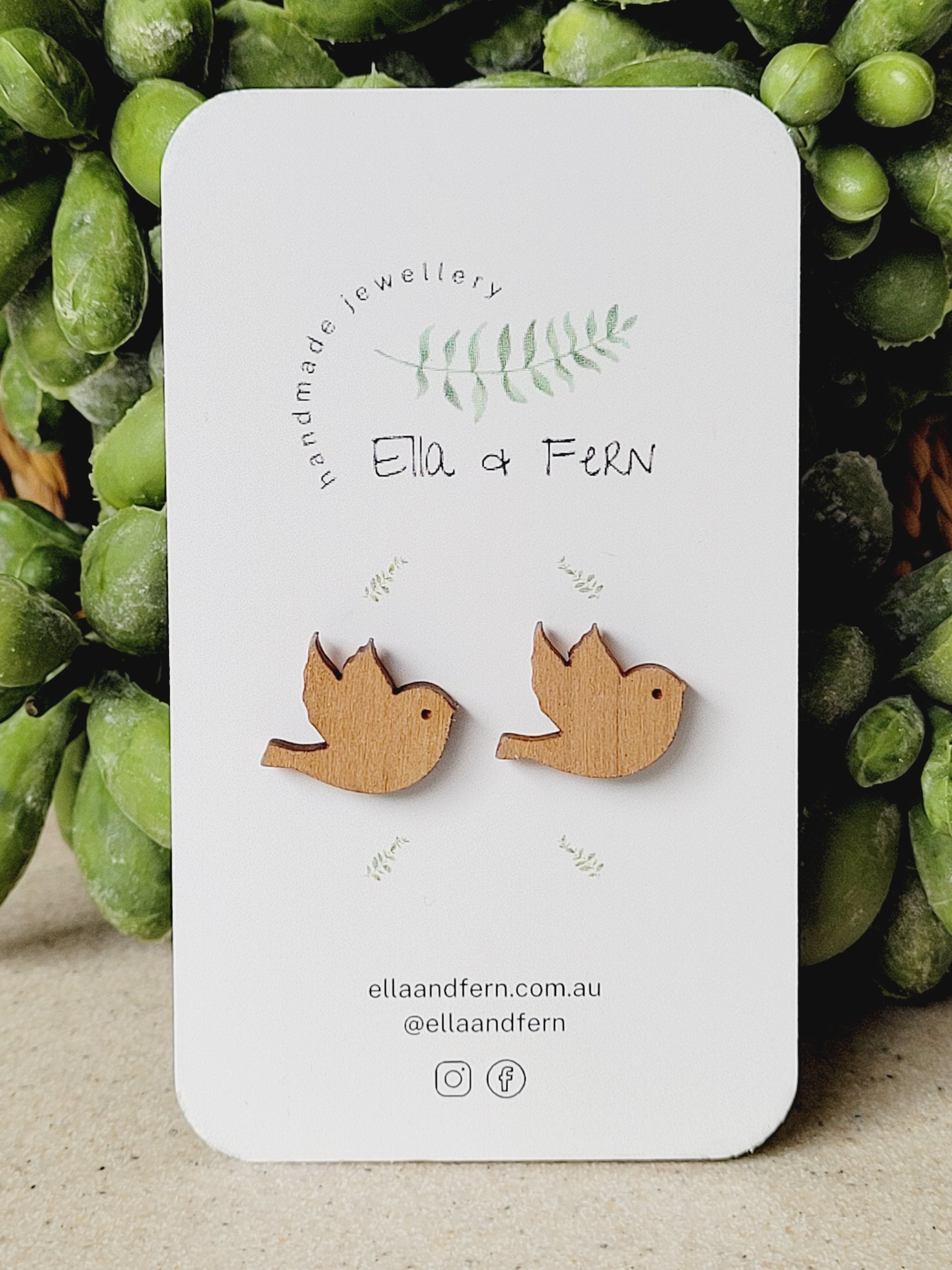 Bird Wooden Stud Earrings | Ella & Fern