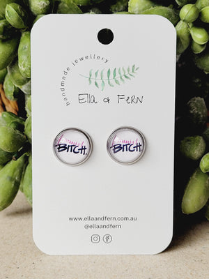 Feminist Bitch Pop Stud Earrings | Ella & Fern