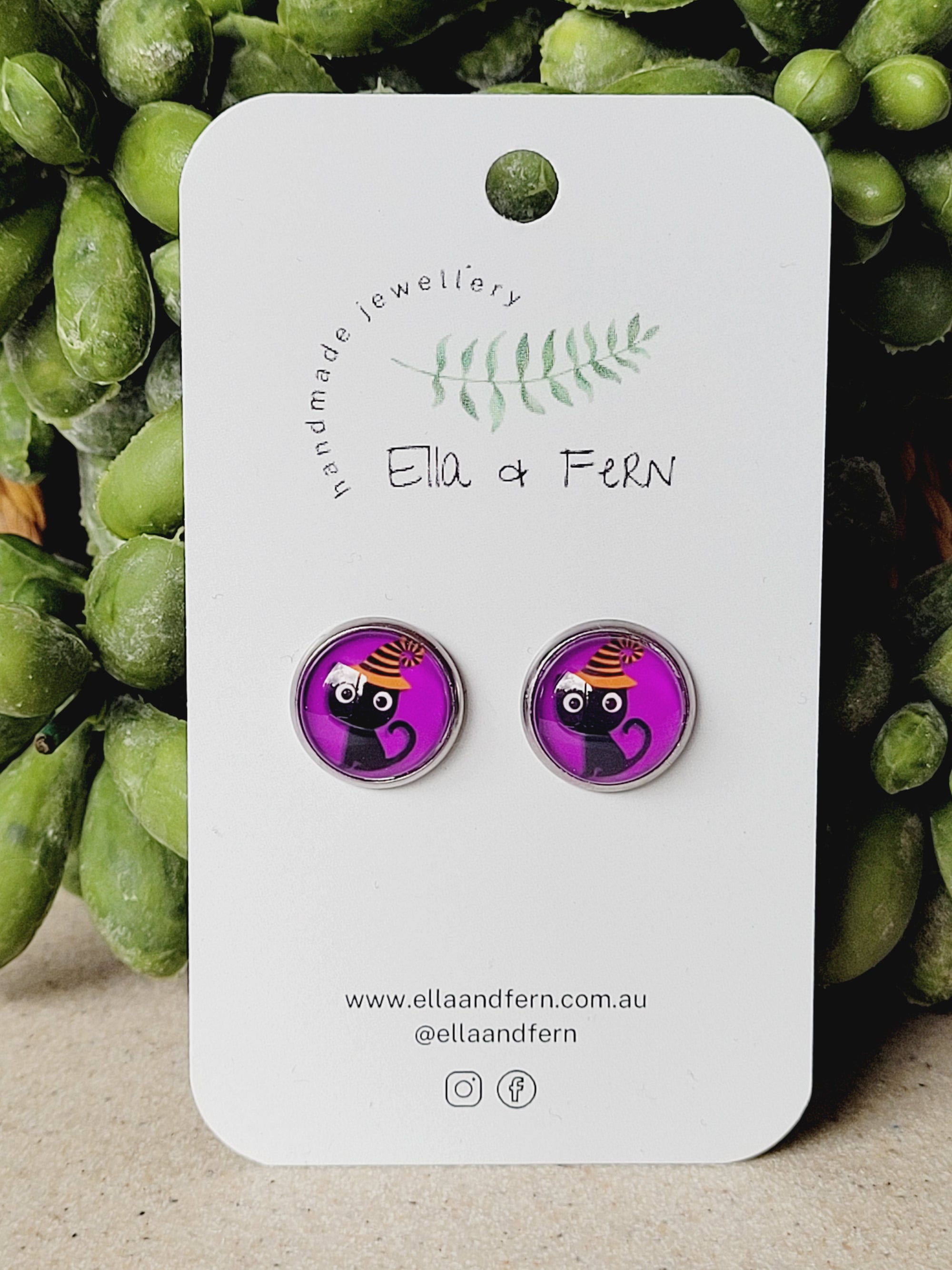 Halloween Cat Pop Stud Earrings | Ella & Fern