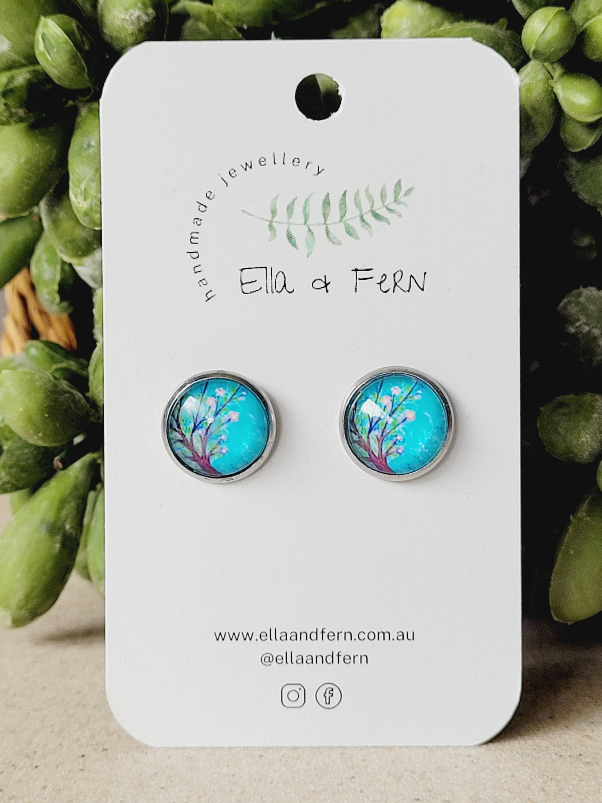 Teal Trees Pop Stud Earrings | Ella & Fern