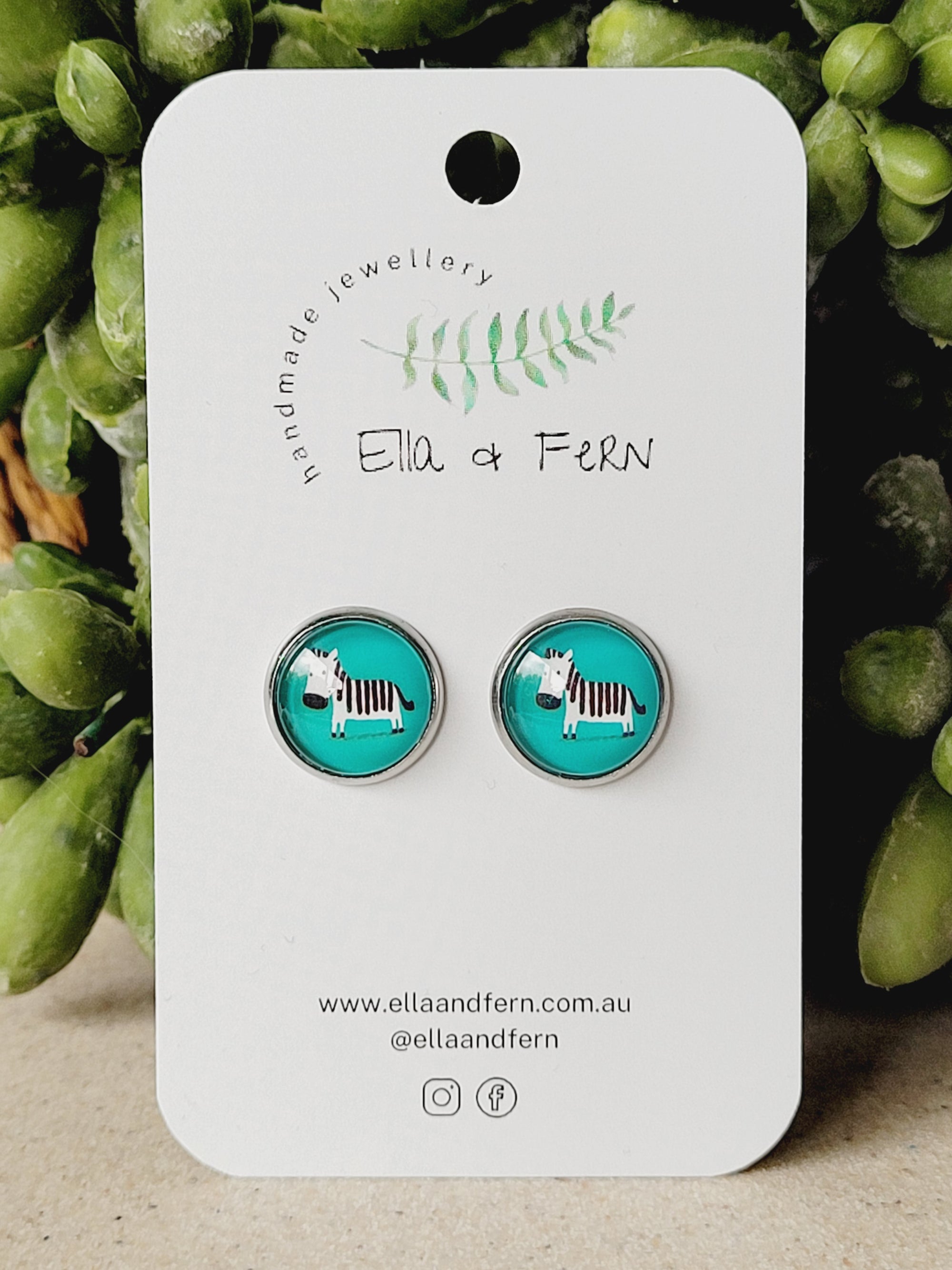 Zebra Pop Stud Earrings | Ella & Fern