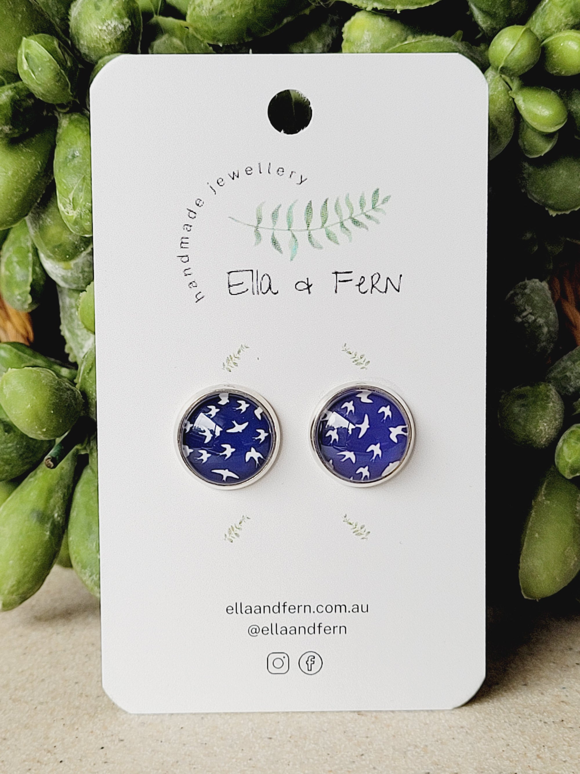 Navy Bird Pop Stud Earrings | Ella & Fern