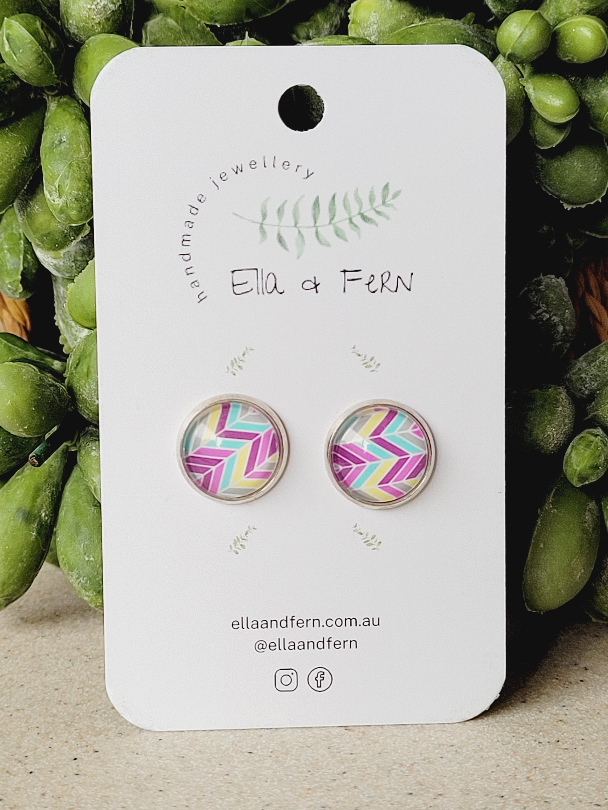 Colourful Zig Zag Pop Stud Earrings | Ella & Fern