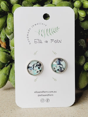 Blue Watercolour Pop Stud Earrings | Ella & Fern