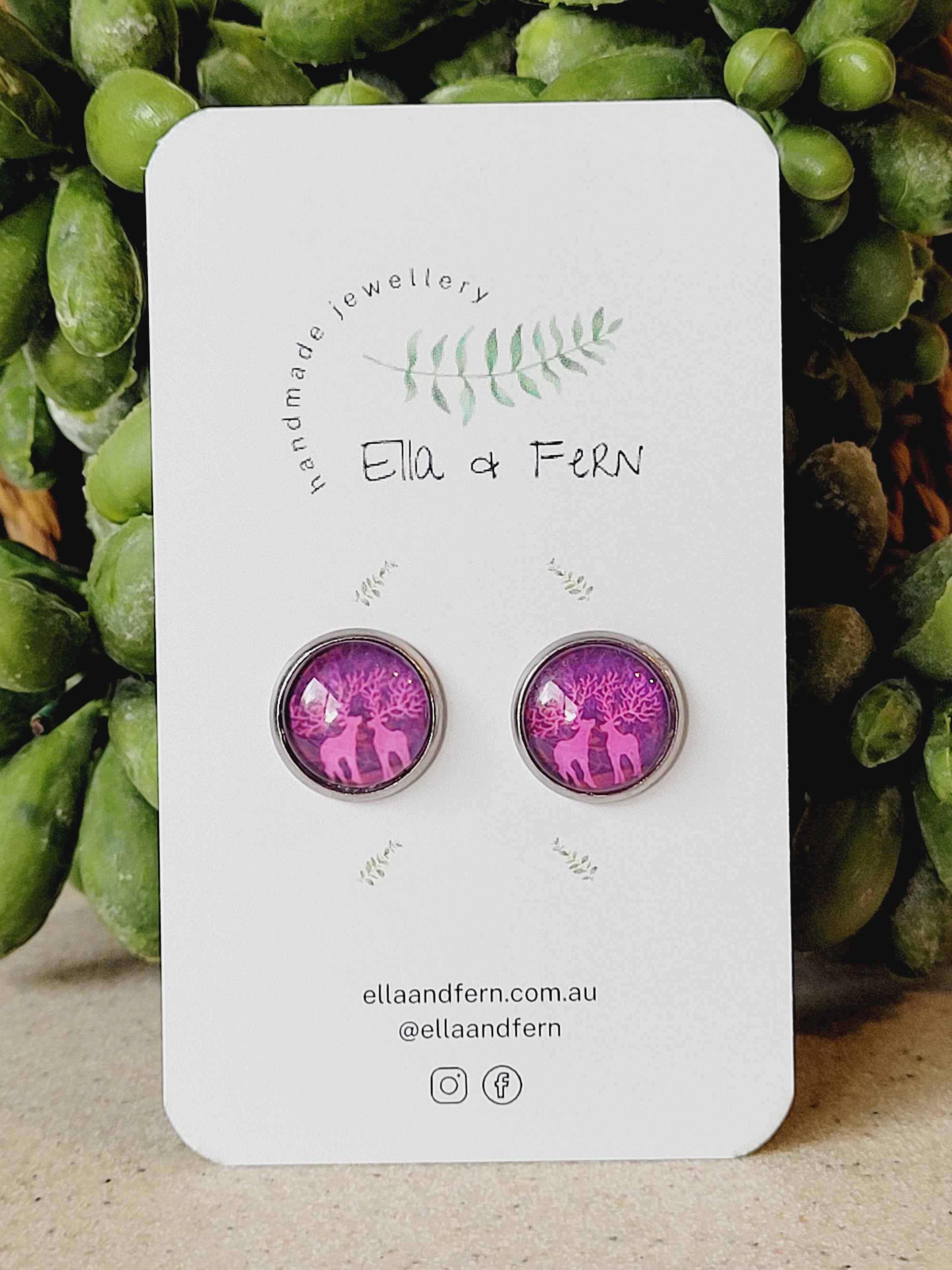 Purple Deer Pop Stud Earrings | Ella & Fern