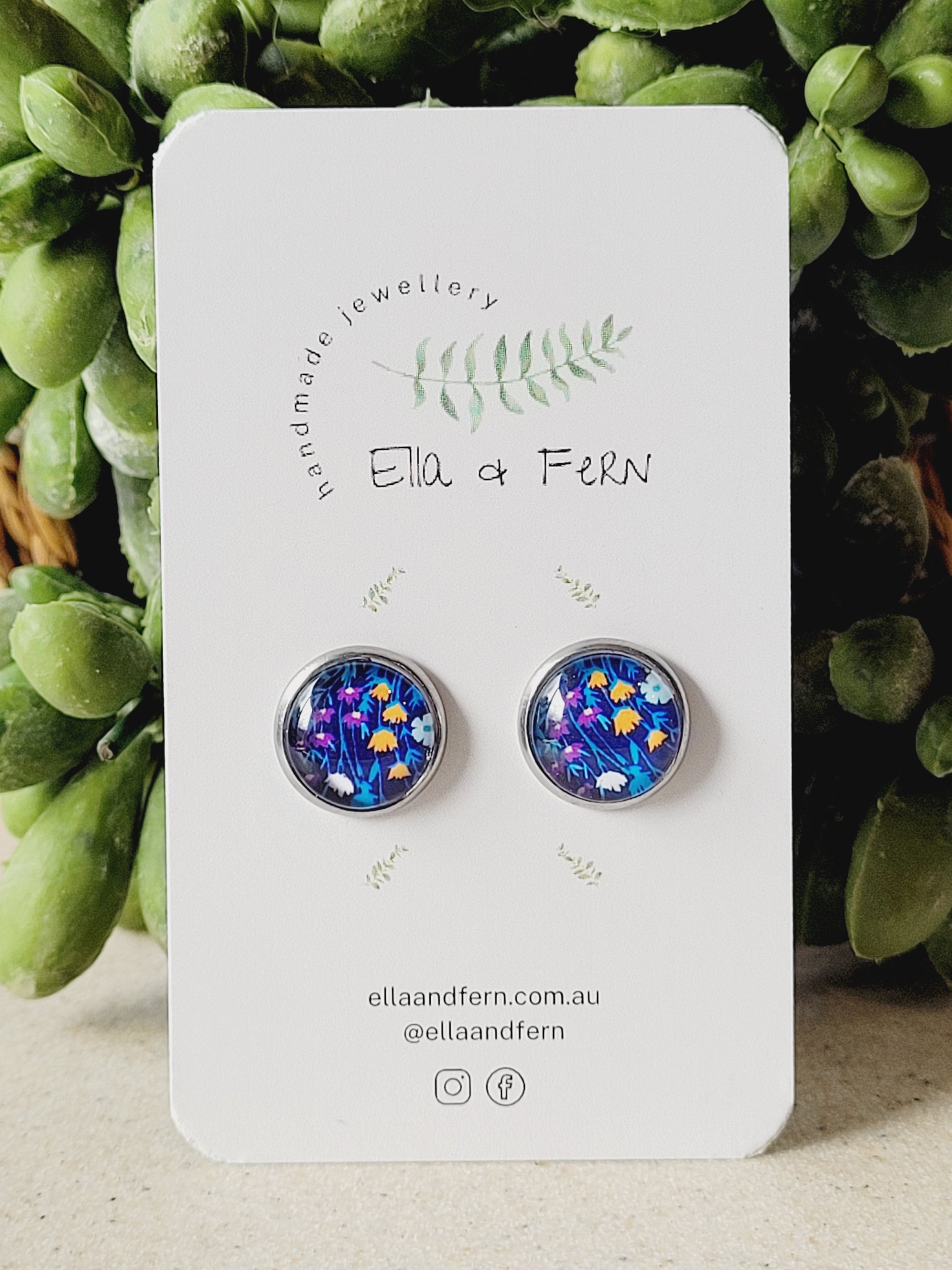 Dark Flowers Pop Stud Earrings | Ella & Fern