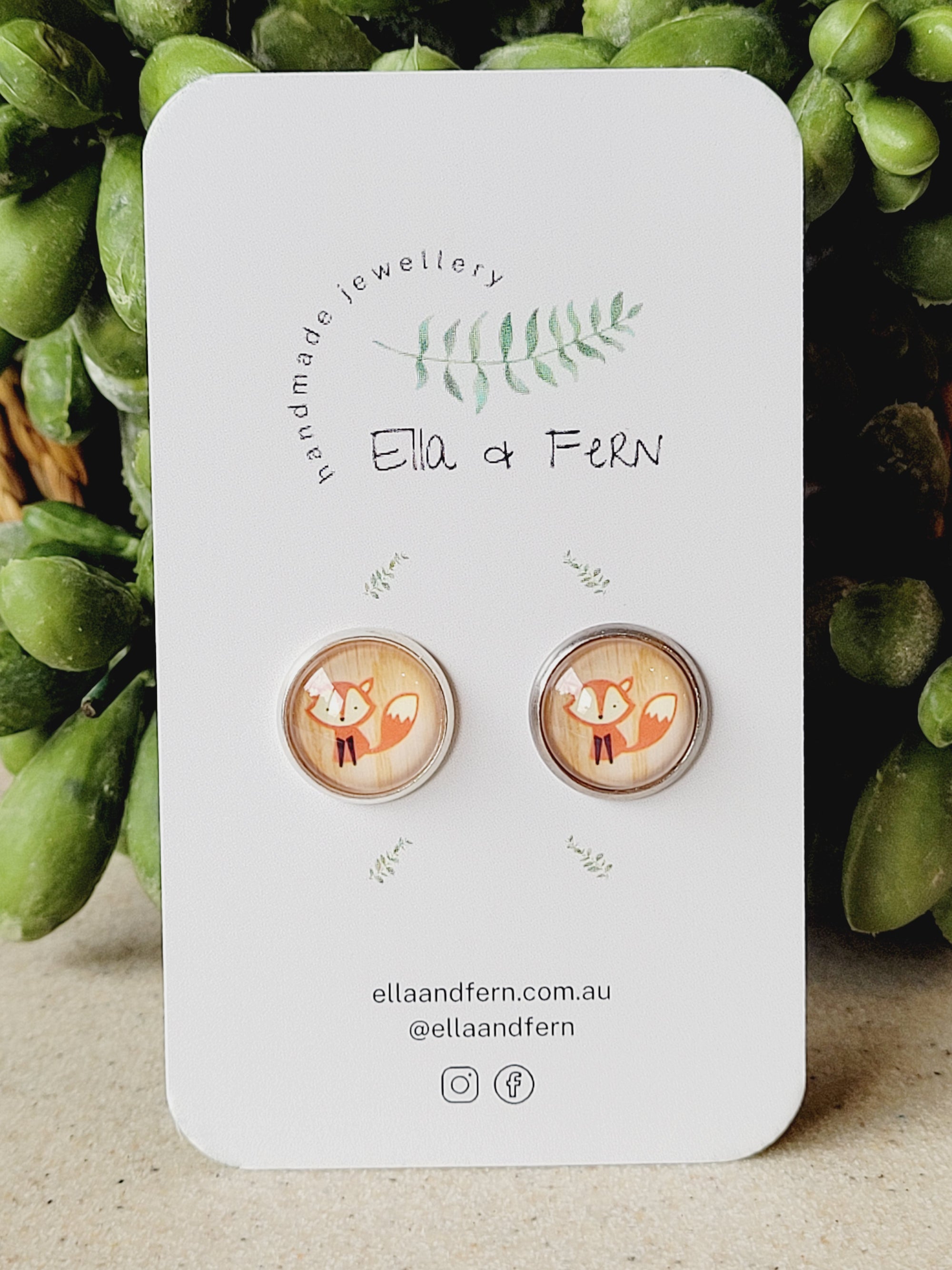 Cute Fox Pop Stud Earrings | Ella & Fern