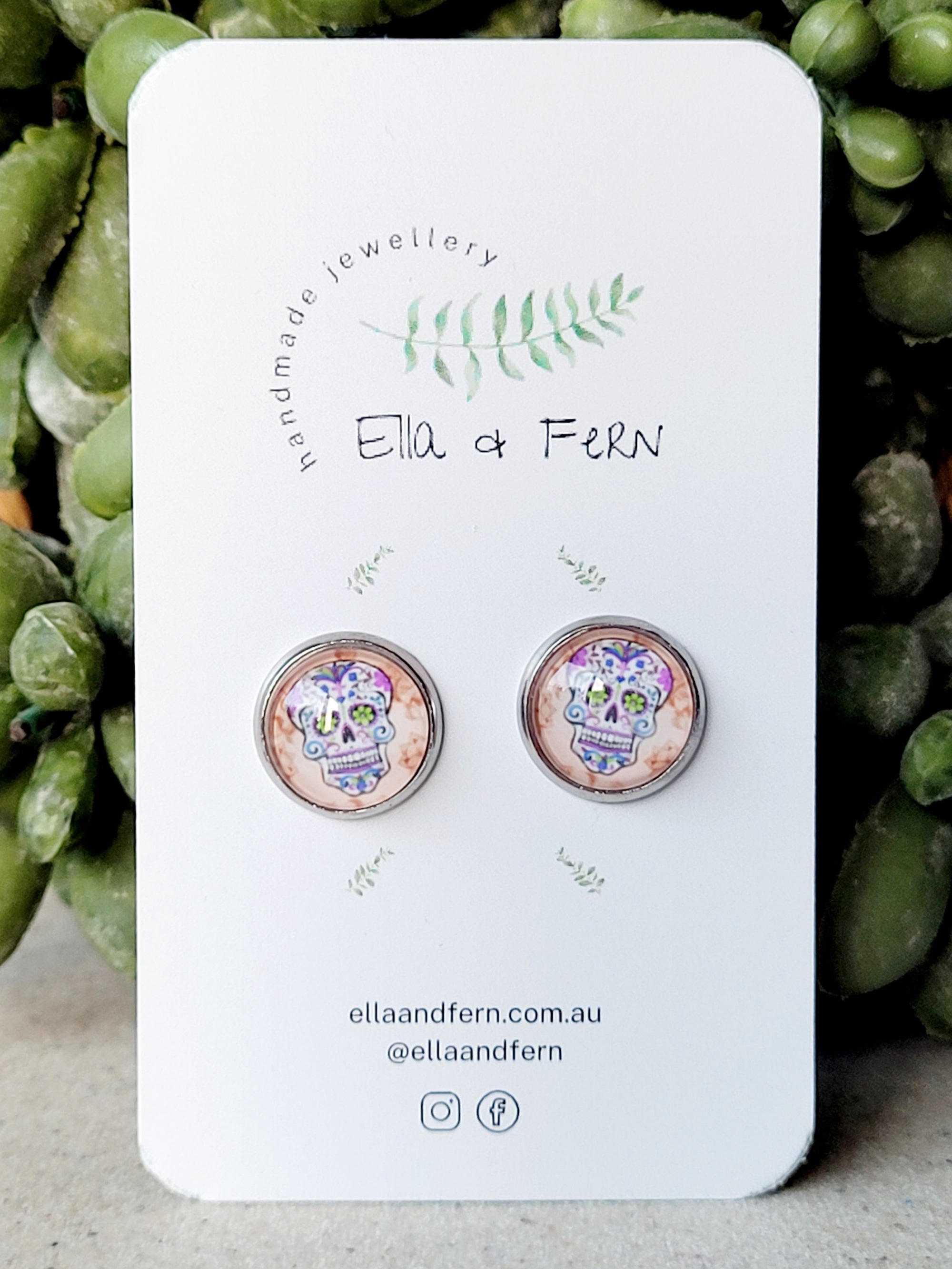 Pastel Skulls Pop Stud Earrings | Ella & Fern