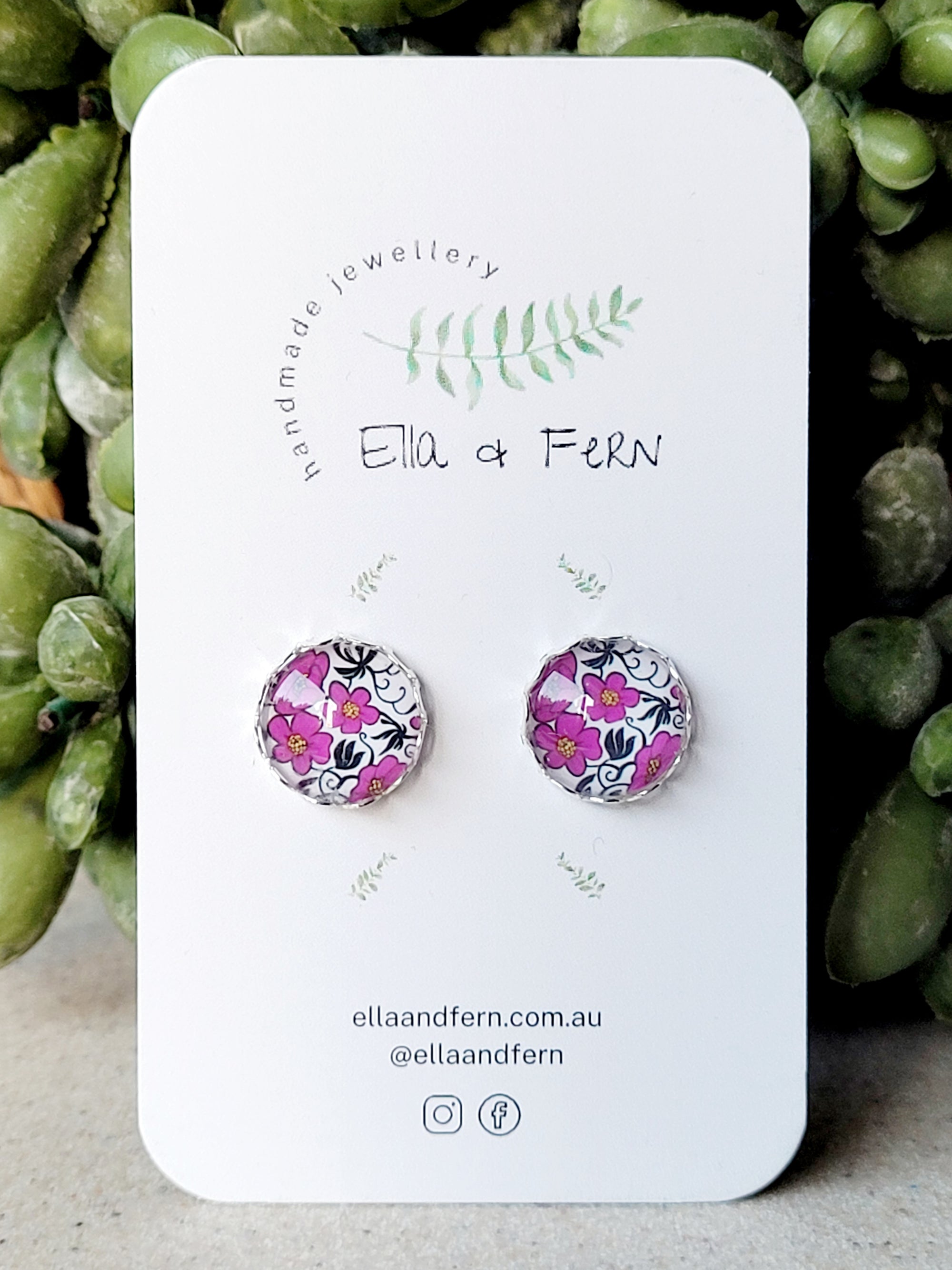 Fuscia Flowers Lace Pop Stud Earrings | Ella & Fern