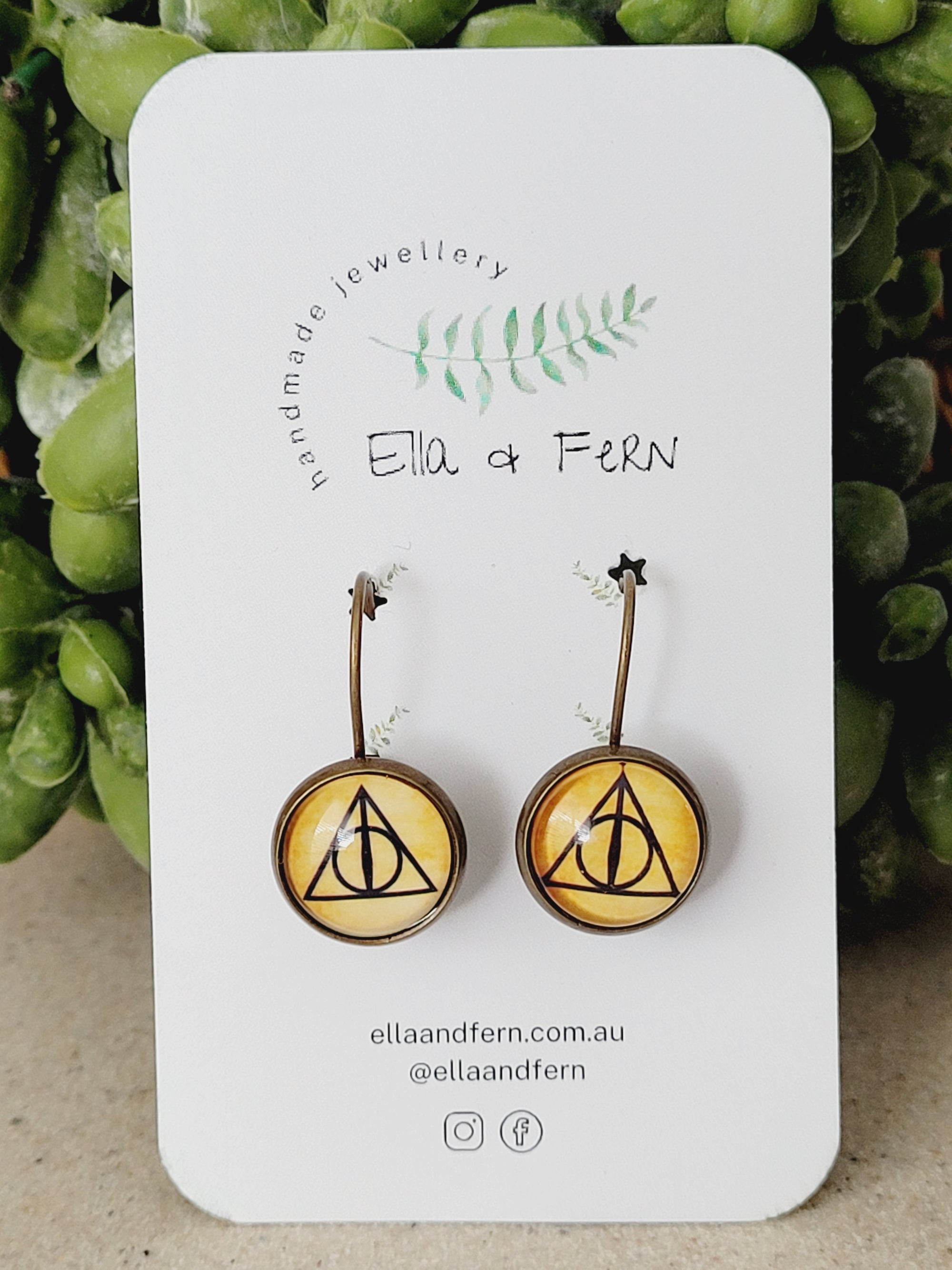 Deathly Hallows Antique | Harry Potter Inspired Lever Back Earrings | Ella & Fern