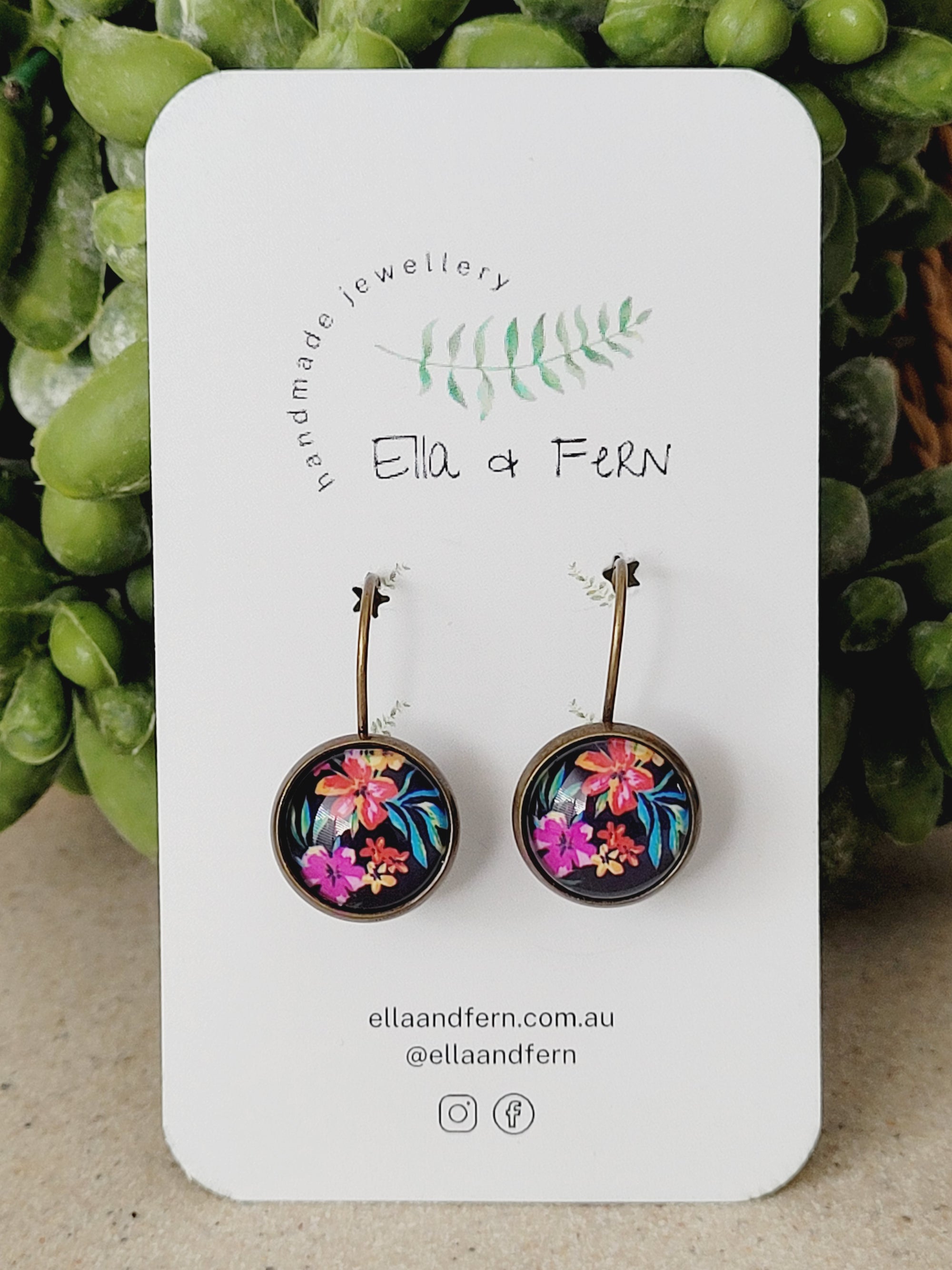 Oriental Flower Lever Back Earrings | Ella & Fern