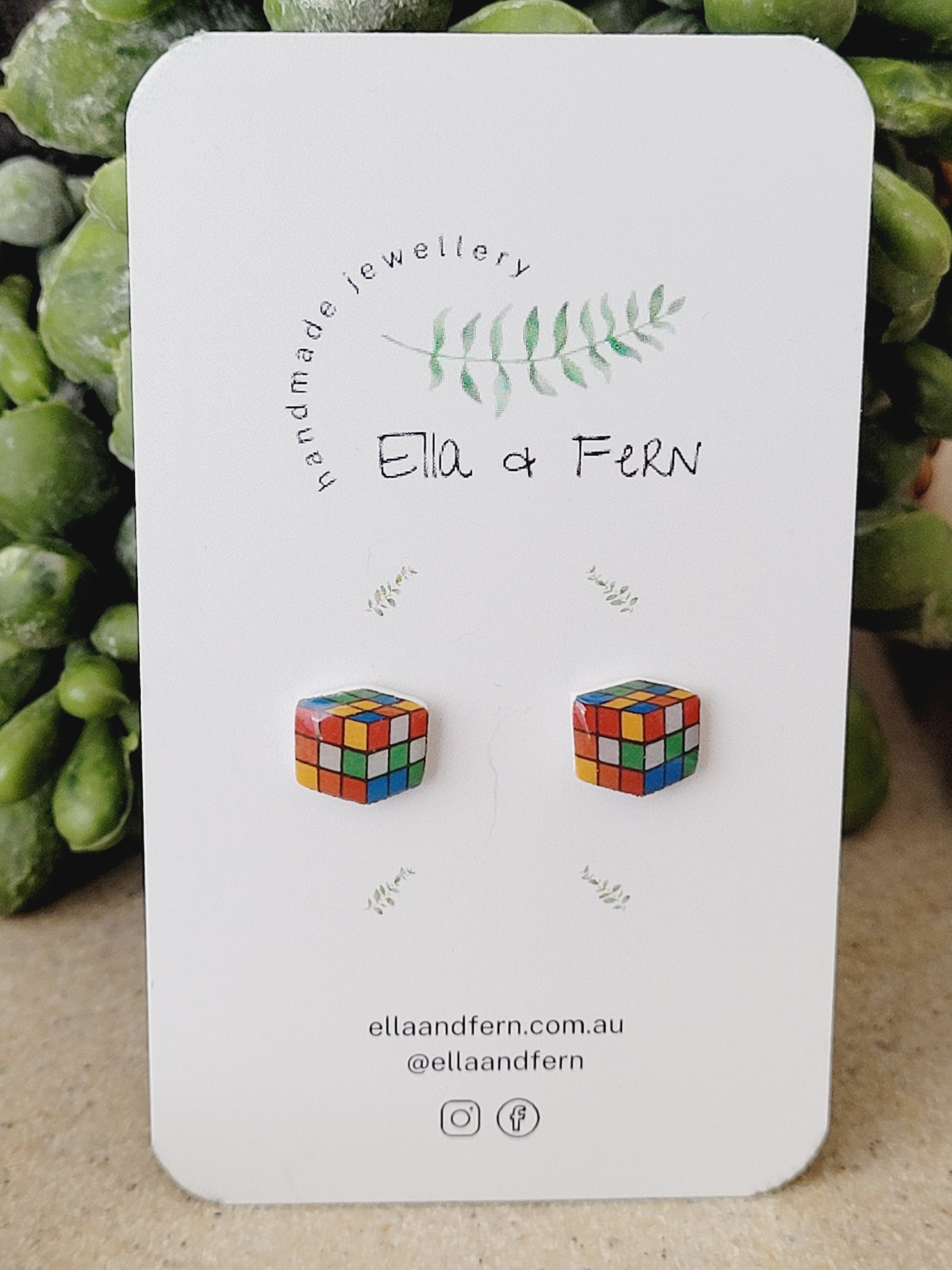 Rubix Cube Mini Stud Earrings | Ella & Fern