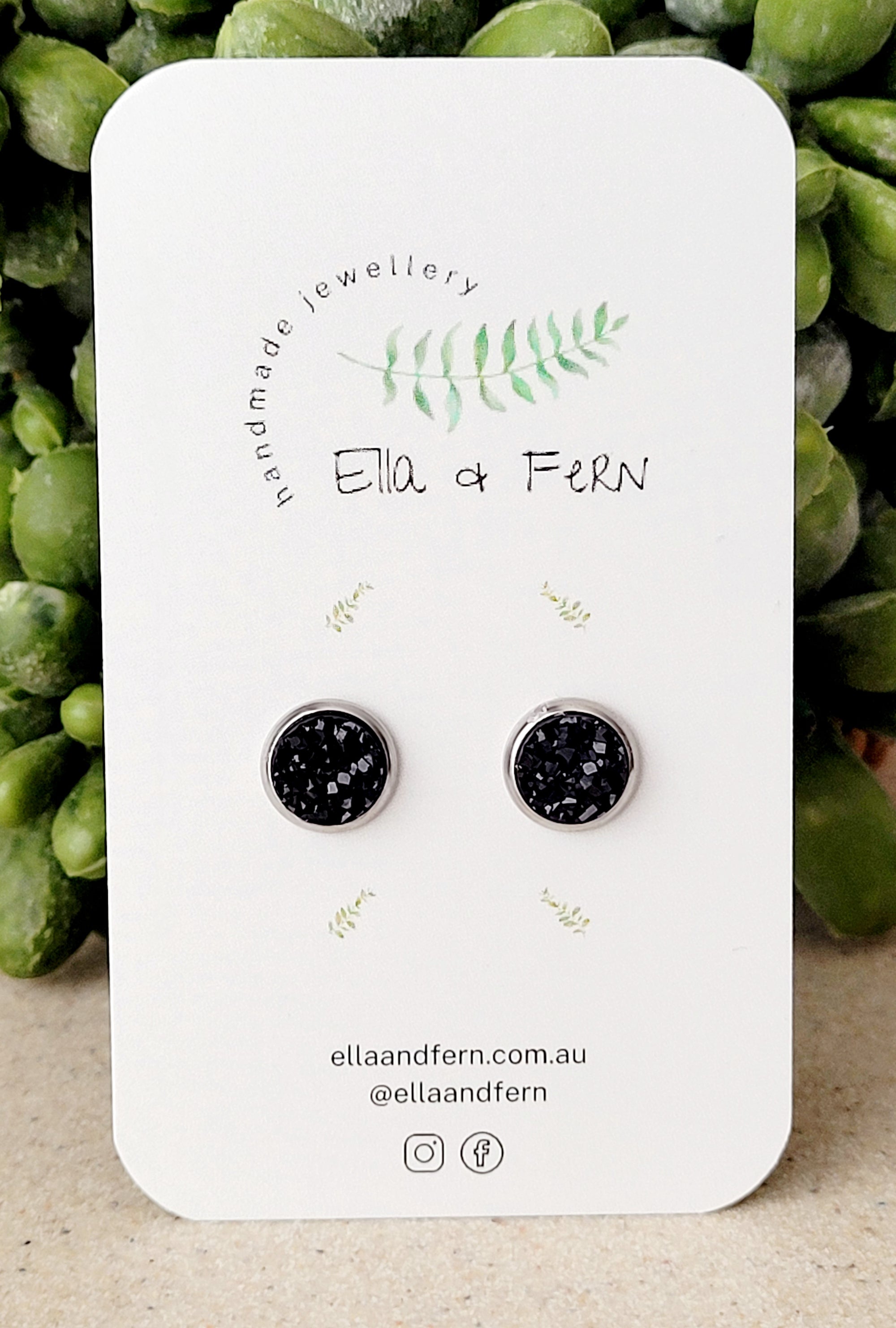 Midnight Sparkling Faux Druzy Mini Stud Earrings | Ella & Fern