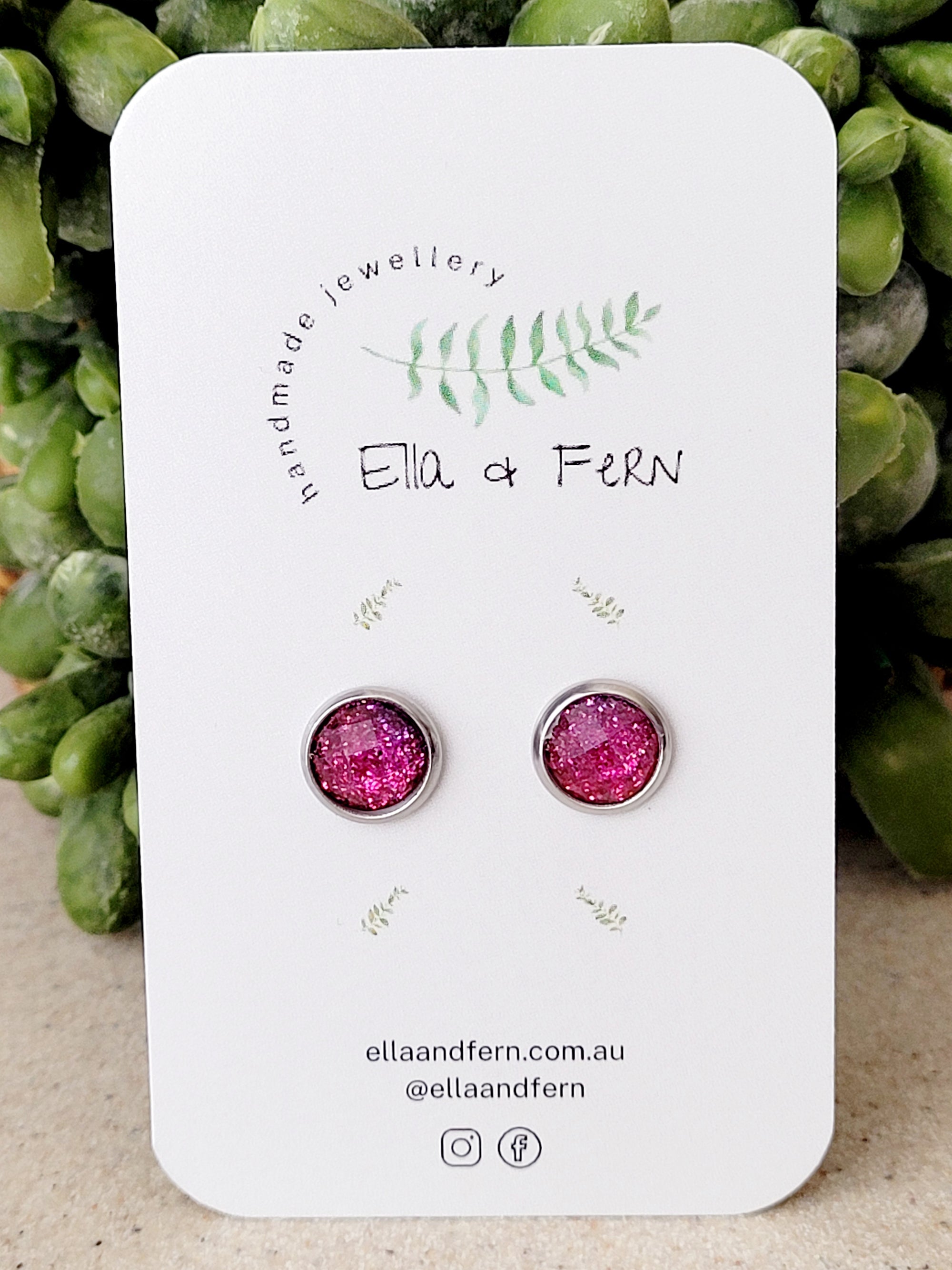 Pink Sparkling Resin Mini Stud Earrings | Ella & Fern
