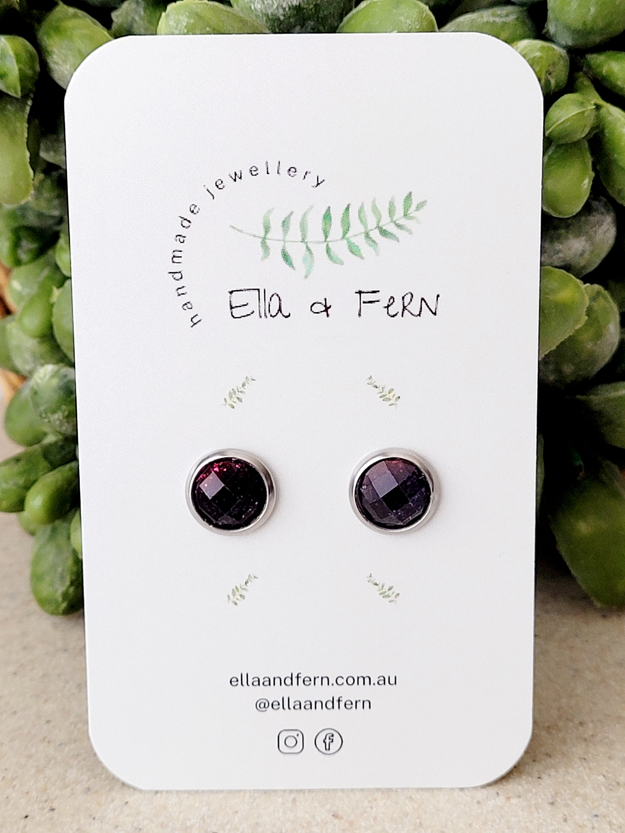 Midnight Blush Sparkling Resin Mini Stud Earrings | Ella & Fern