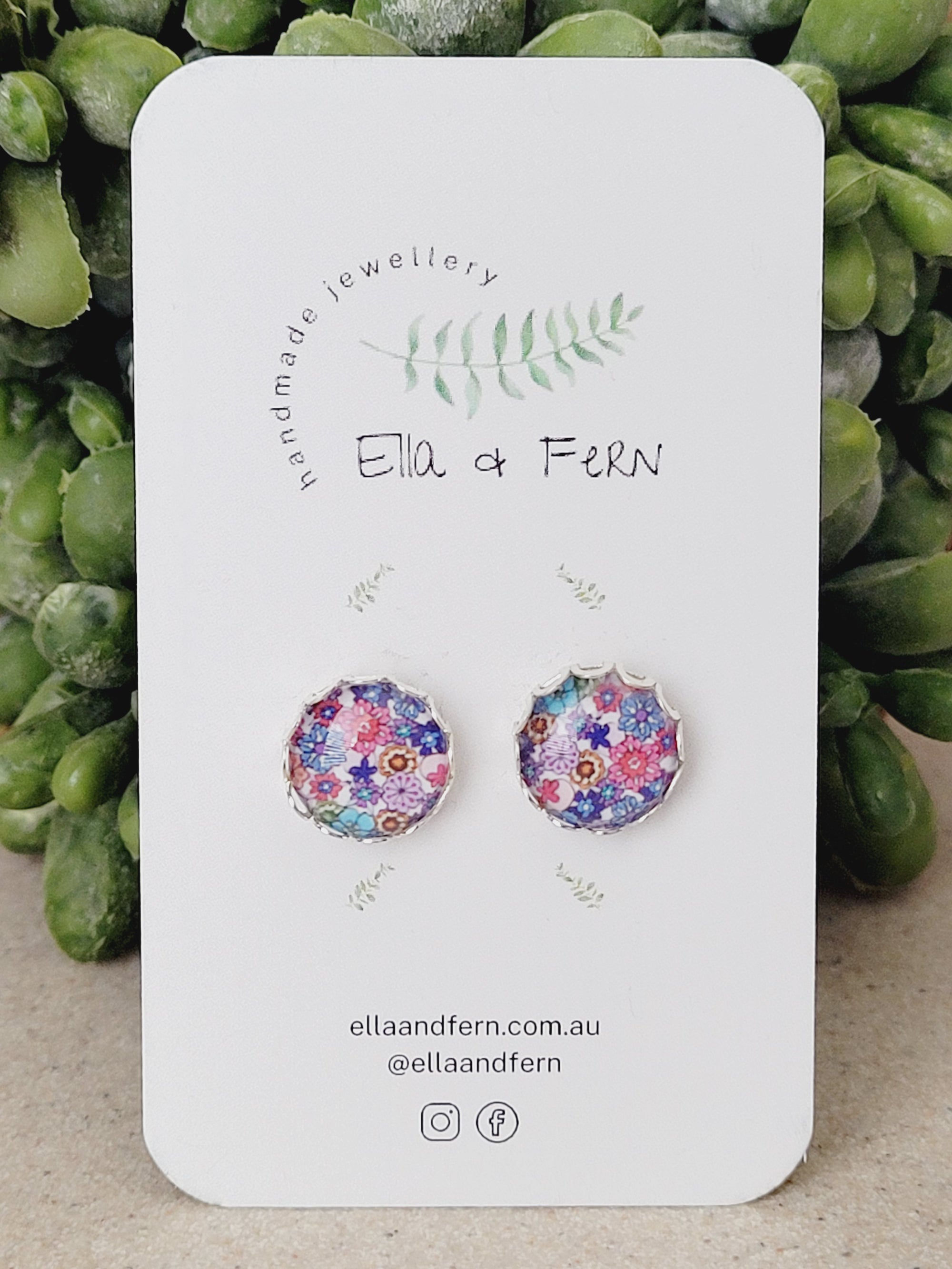 Flowers in Blue Lace Pop Stud Earrings | Ella & Fern
