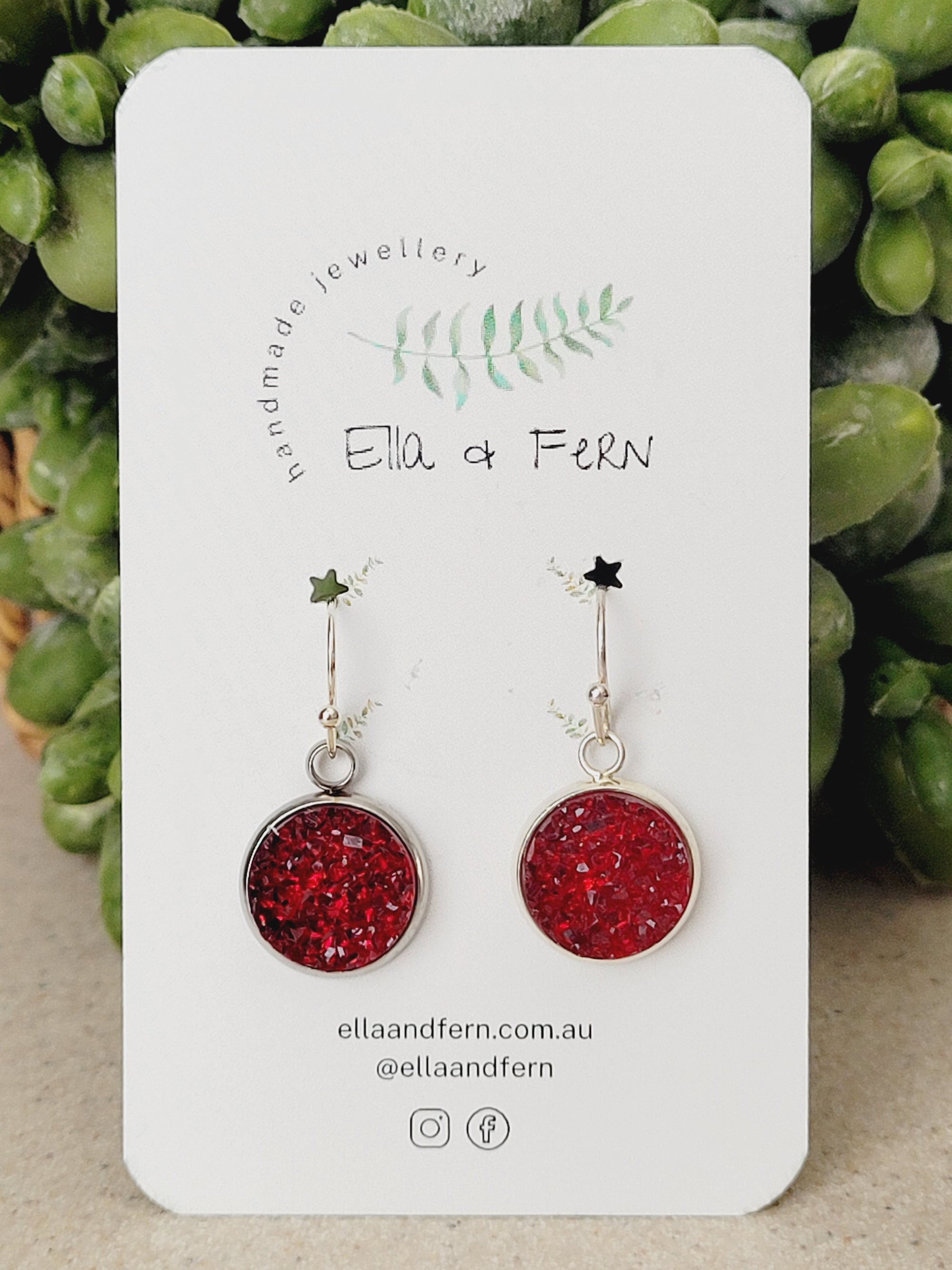 Royal Red Faux Druzy Dangle Earrings | Ella & Fern