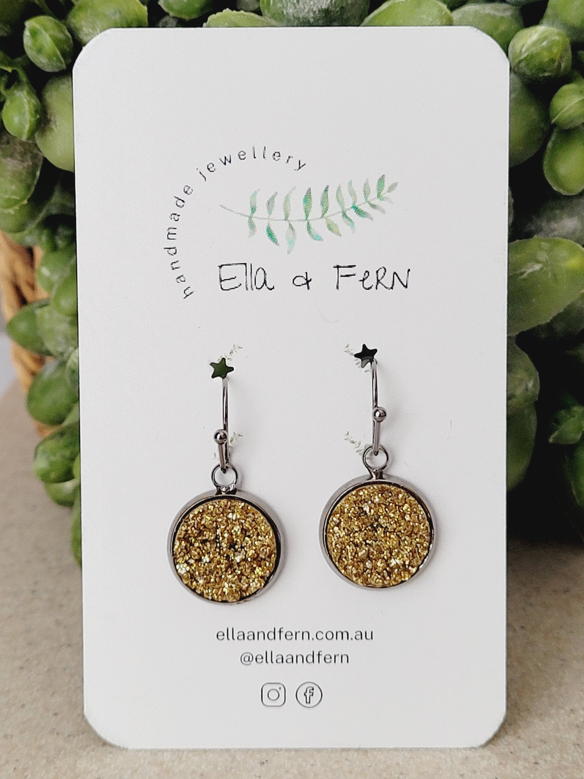 Gold Faux Druzy Dangle Earrings | Ella & Fern