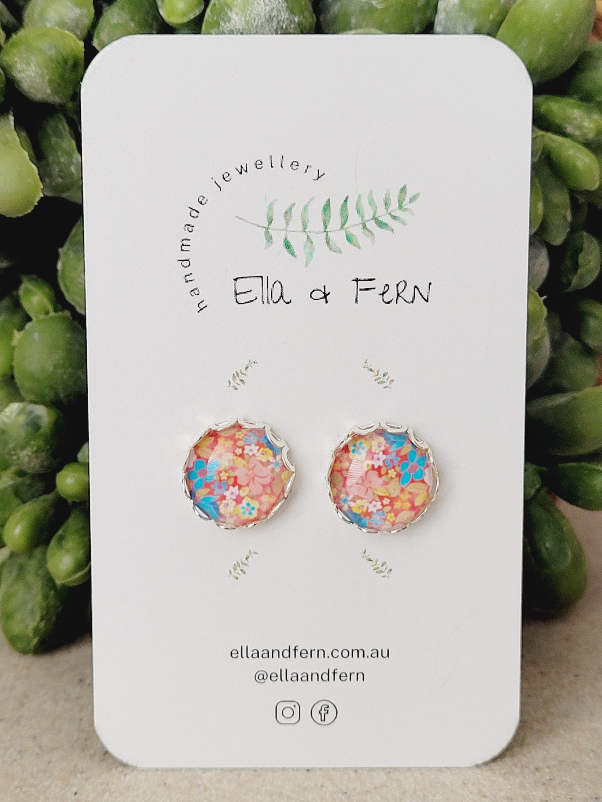 Flowers in Peach Lace Pop Stud Earrings | Ella & Fern