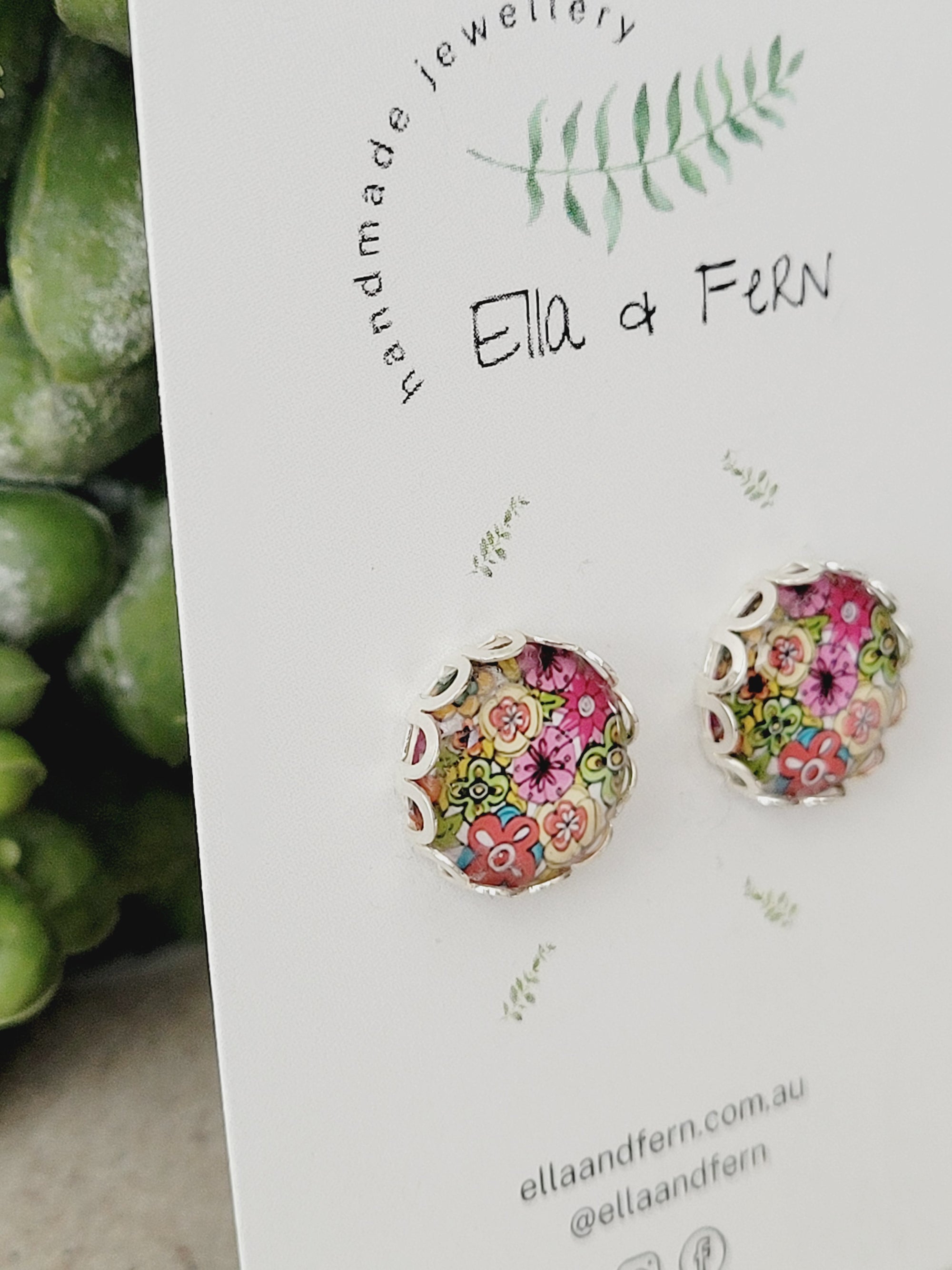 Flowers in Pastels Lace Pop Stud Earrings | Ella & Fern