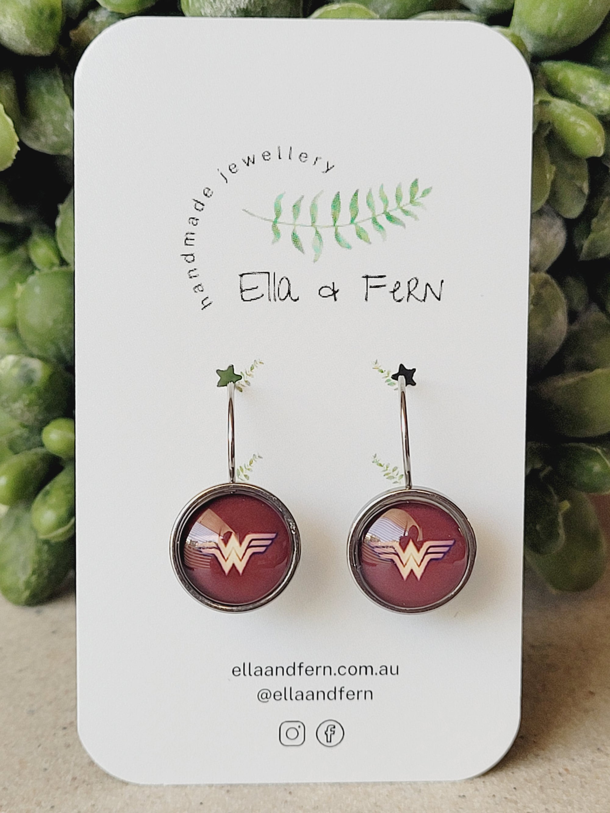 Wonder Woman Lever Back Earrings | Ella & Fern
