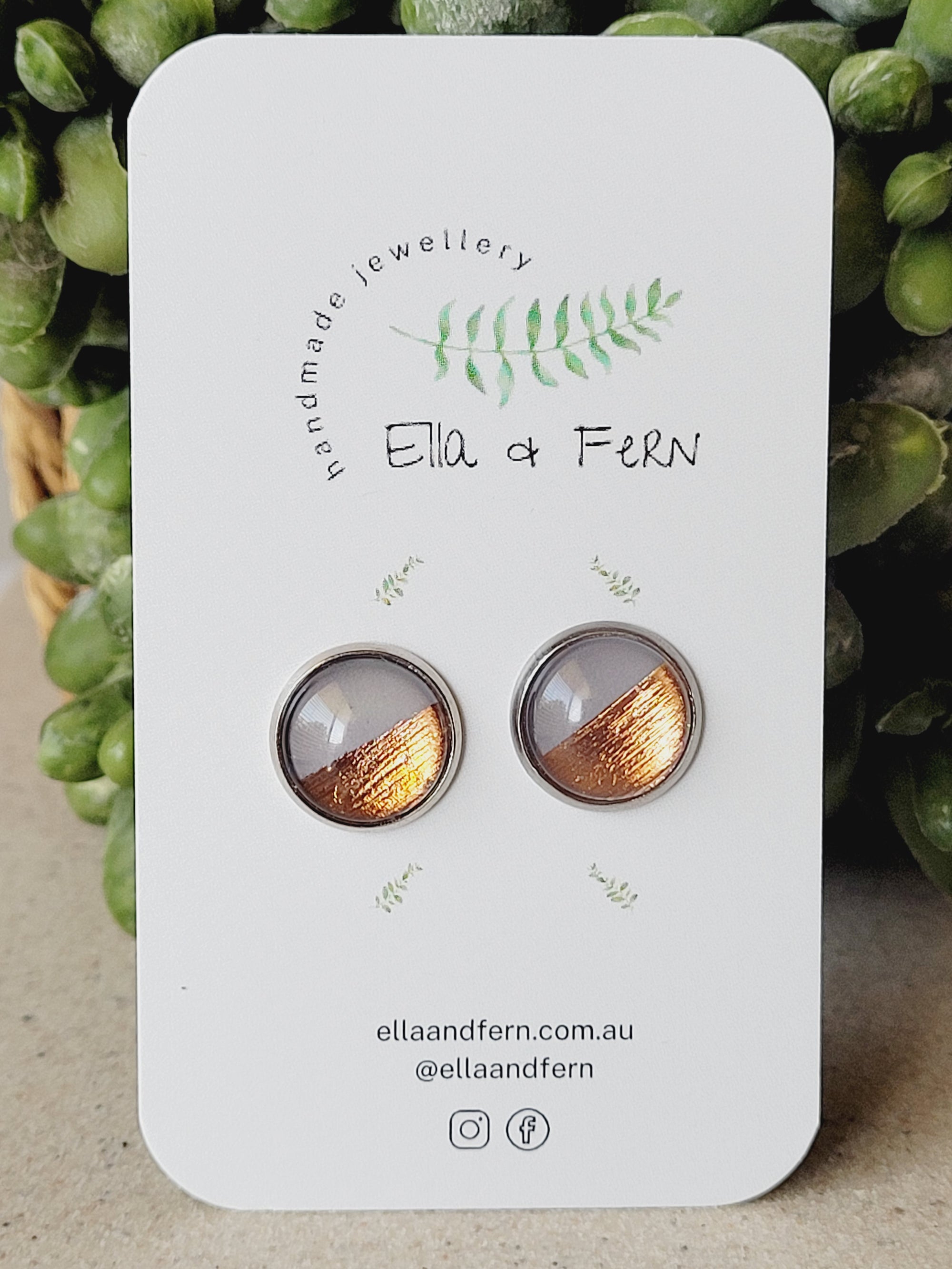 Slate & Copper Foil Pop Stud Earrings | Ella & Fern