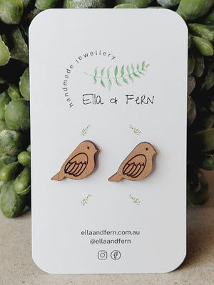 Sparrow Wooden Stud Earrings | Ella & Fern