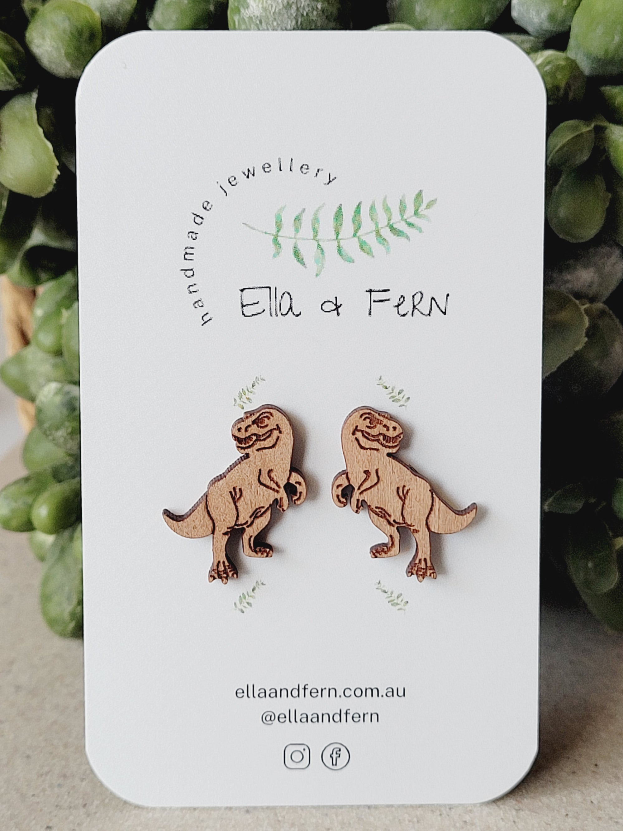 Dinosaur Wooden Stud Earrings | Ella & Fern