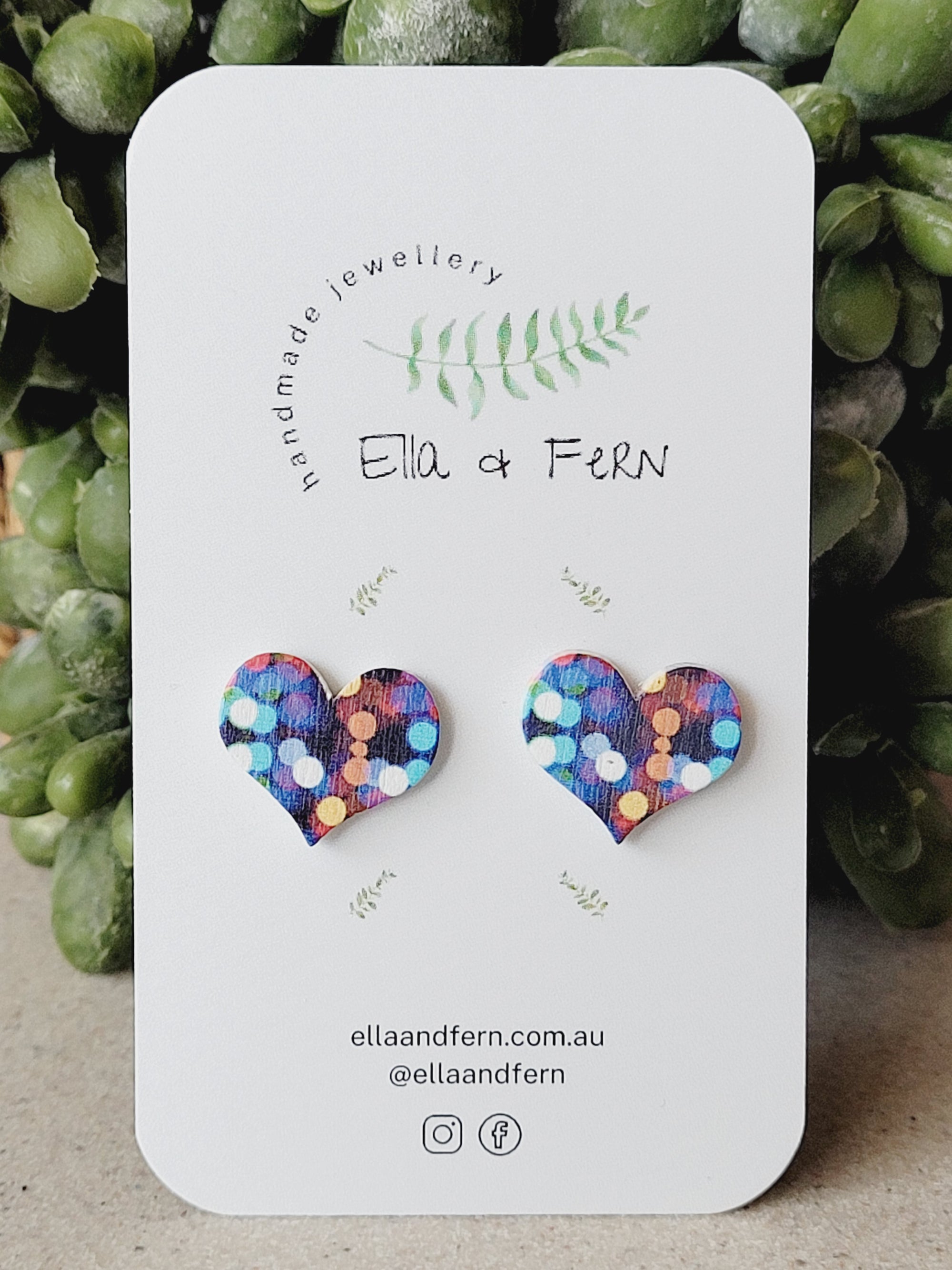 Rainy Hearts Wooden Stud Earrings | Ella & Fern
