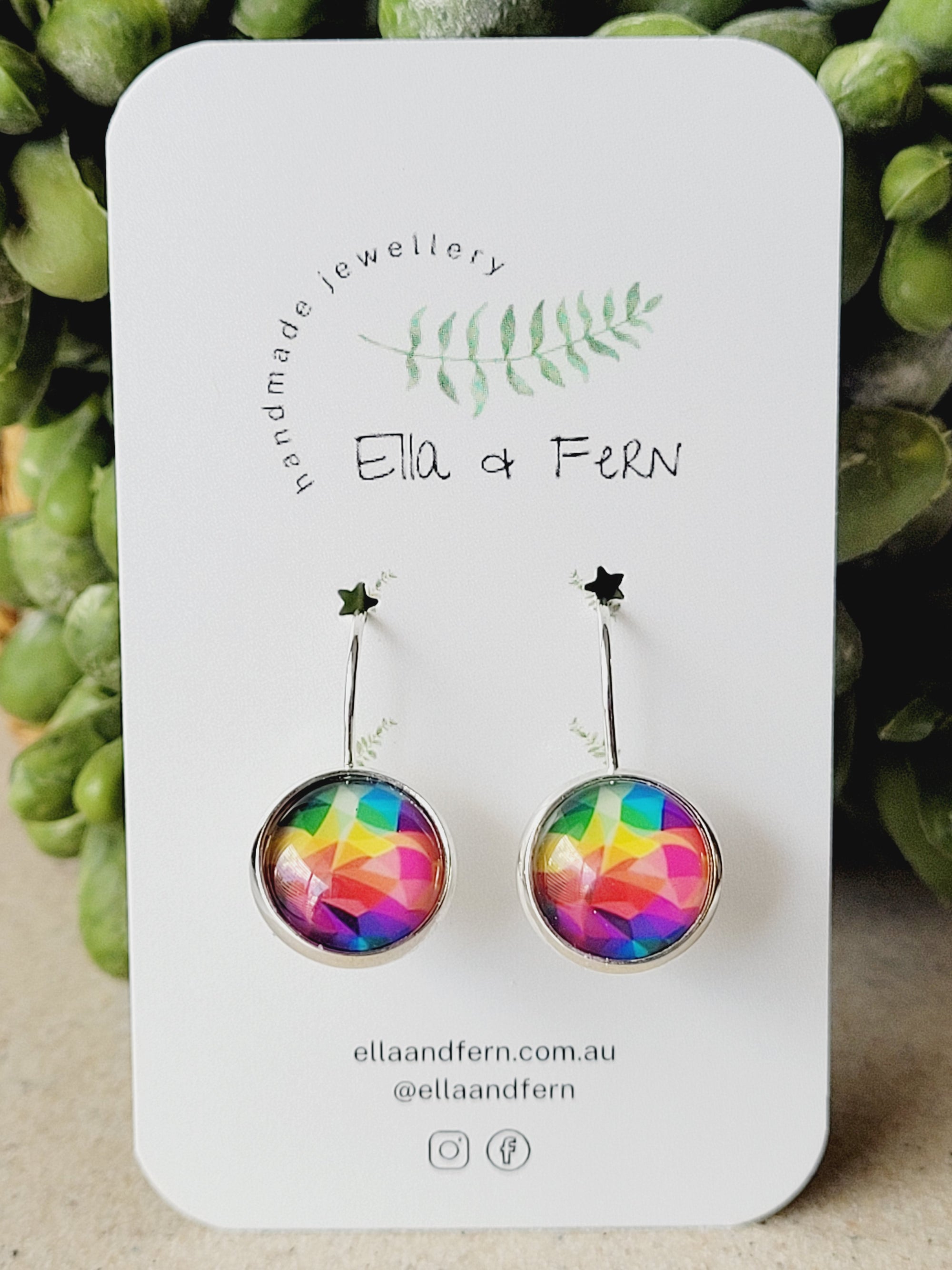 Rainbow Collage Lever Back Earrings | Ella & Fern