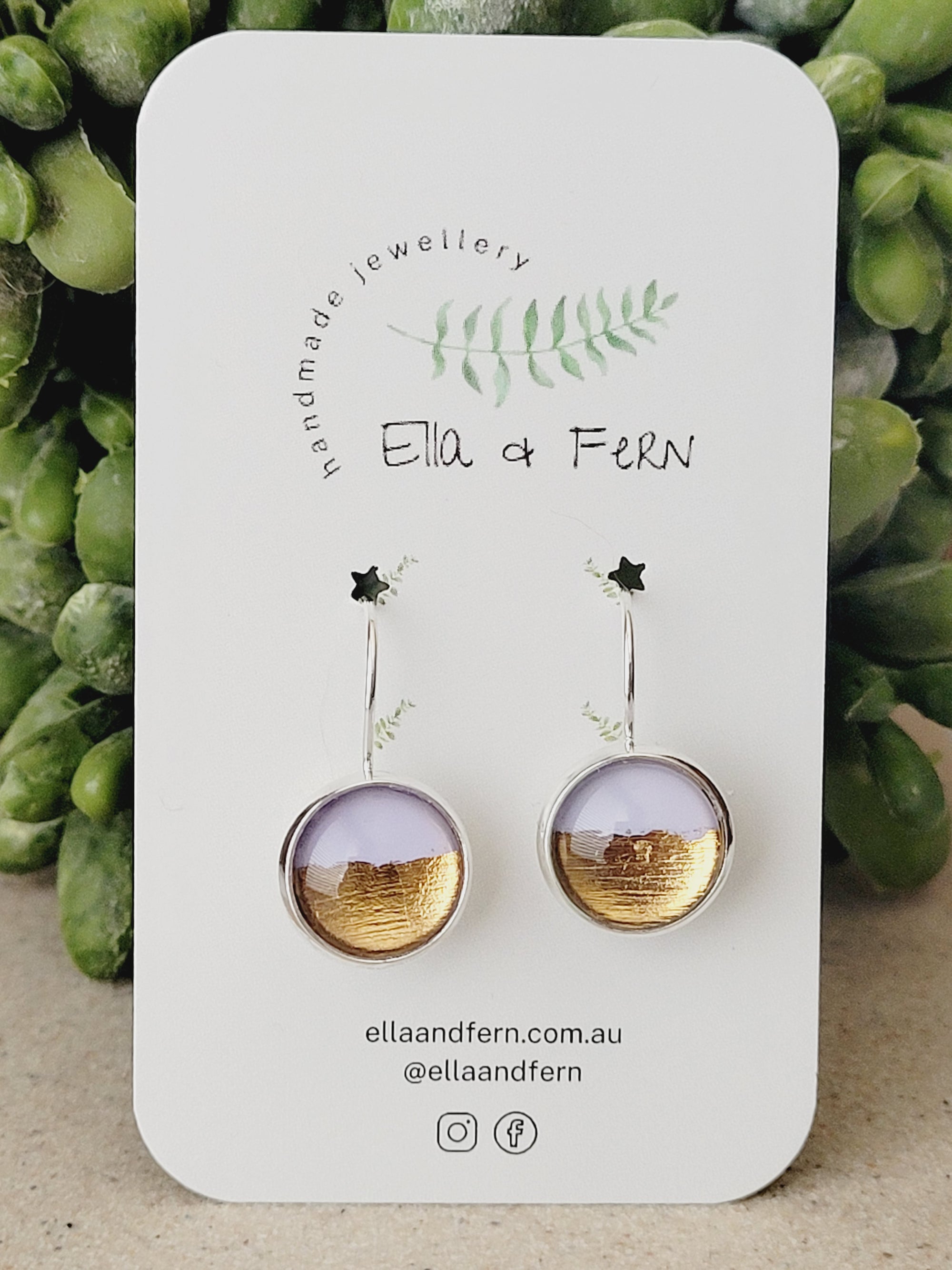 Lavender & Gold Foil Lever Back Earrings | Ella & Fern