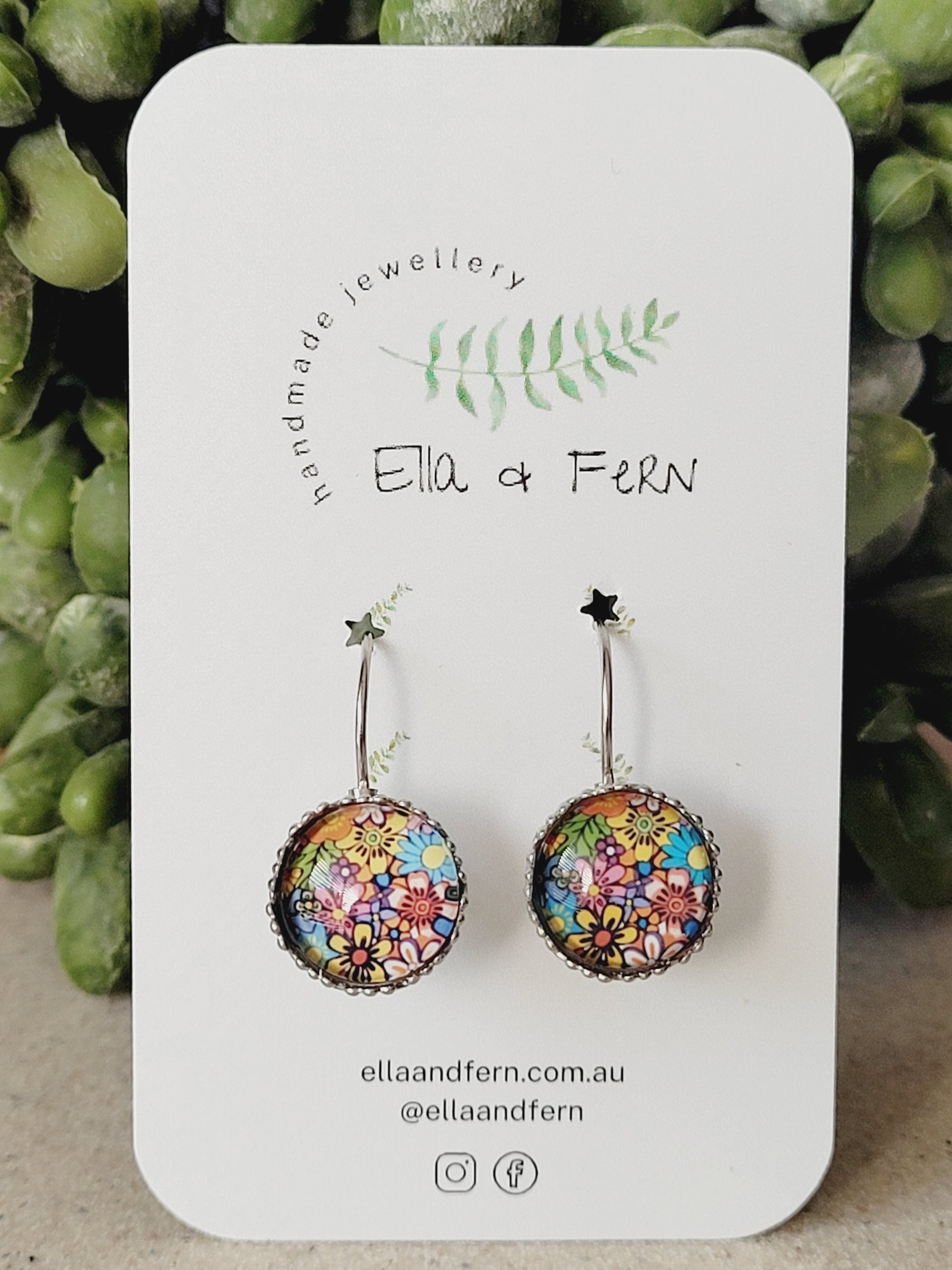 Flowers in Retro Lever Back Earrings | Ella & Fern