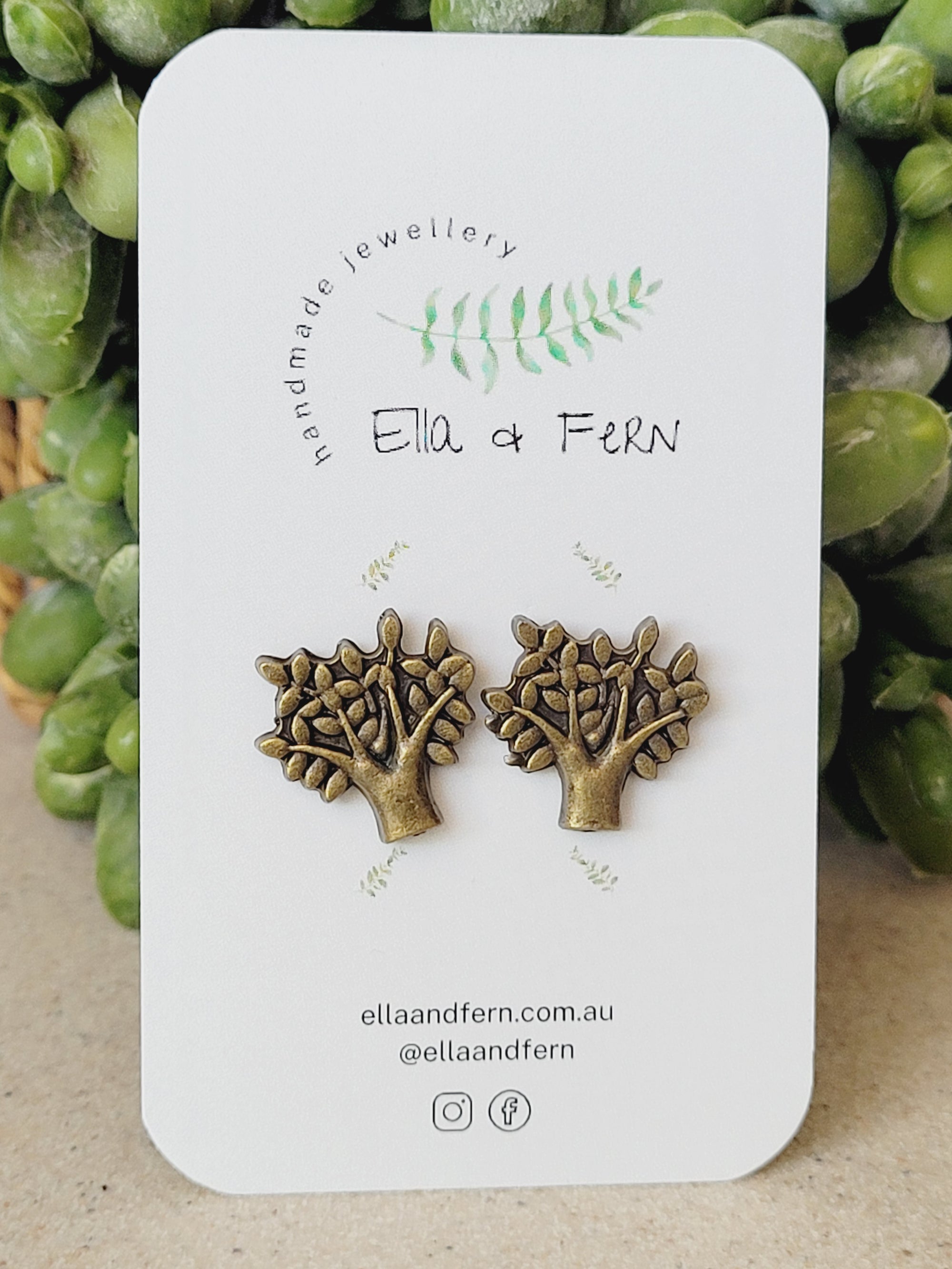 Bronze Tree Metal Earrings | Ella & Fern