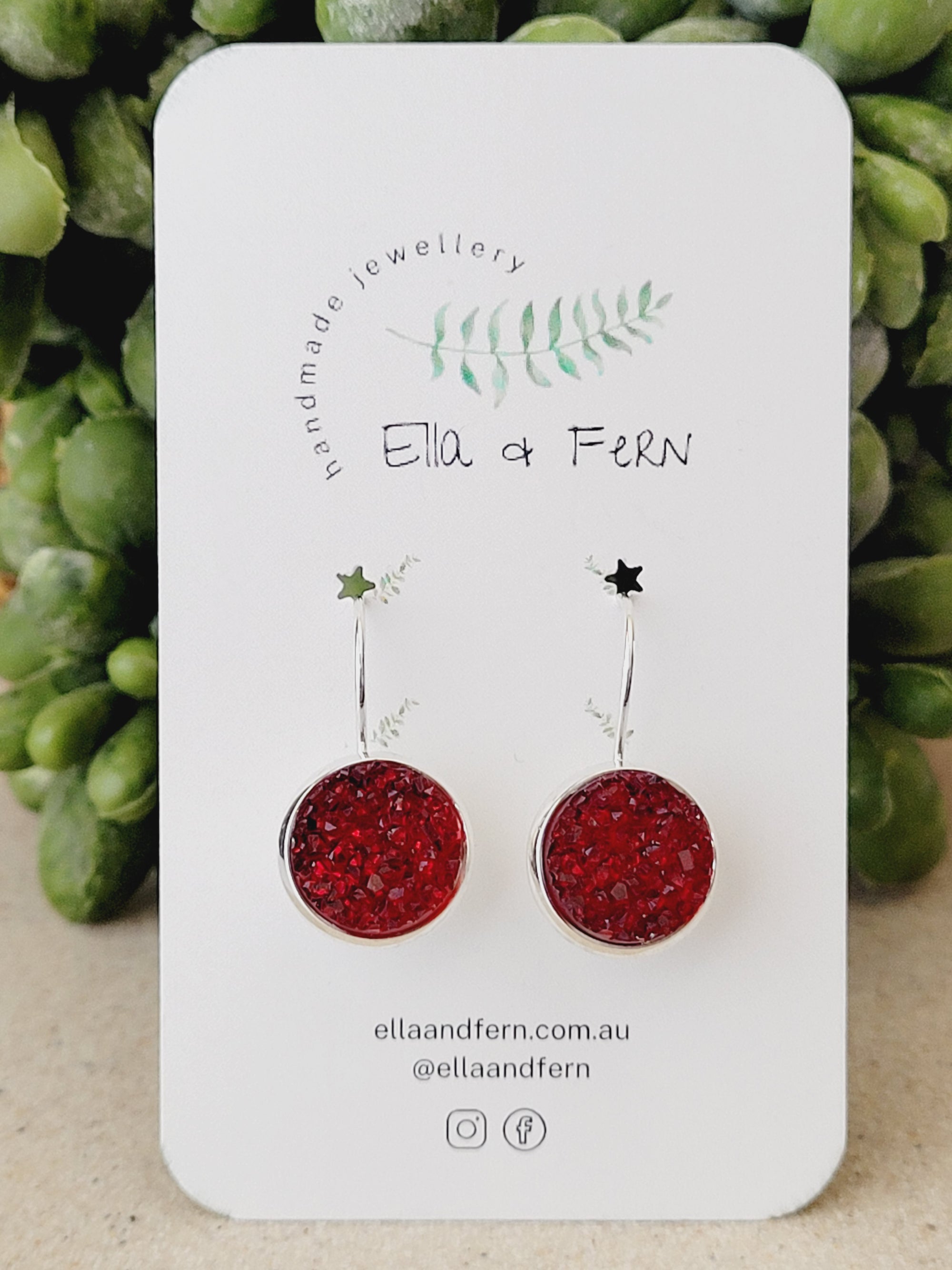 Royal Red Faux Druzy Lever Back Earrings | Ella & Fern