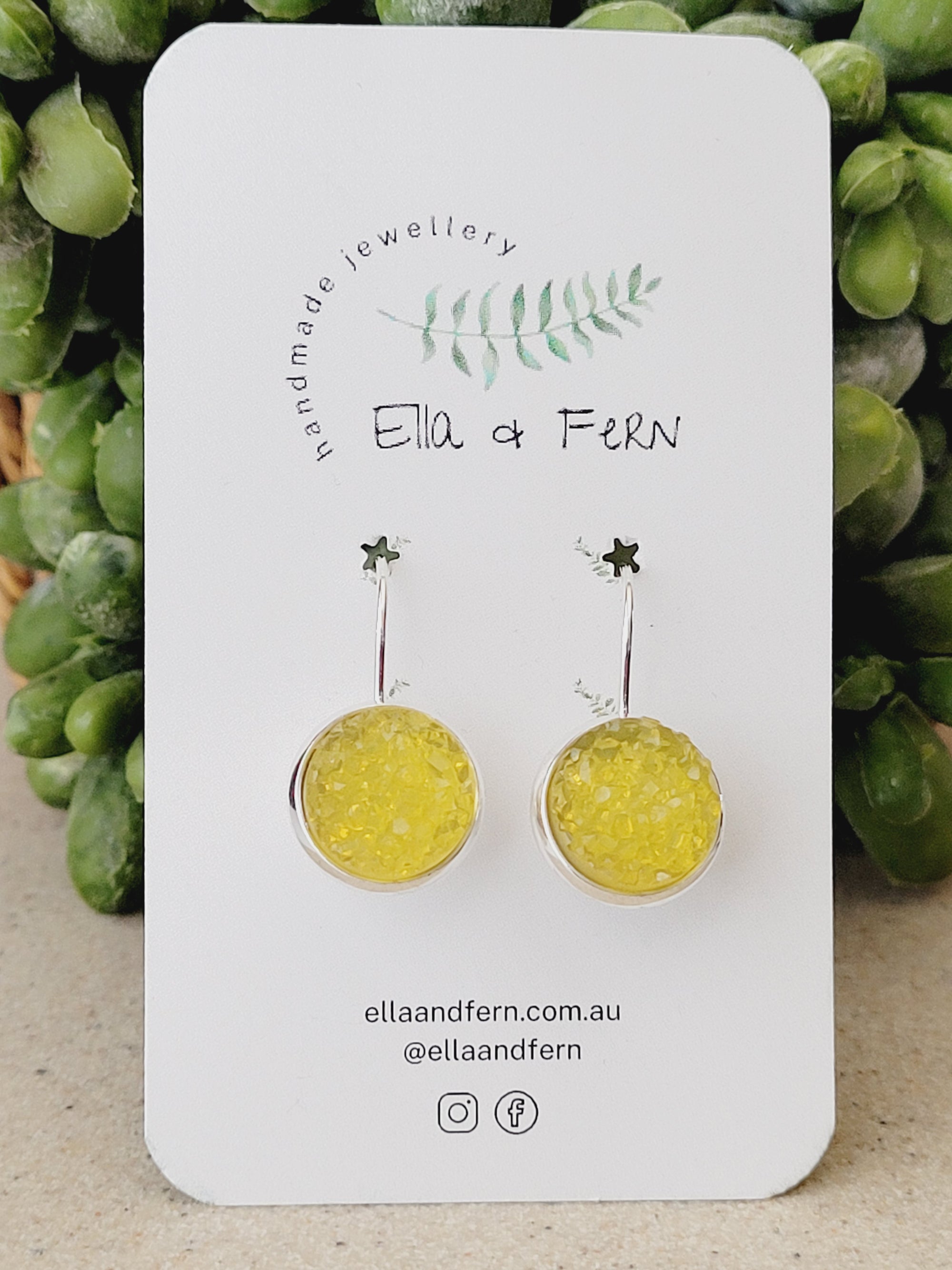 Golden Sunflower Faux Druzy Lever Back Earrings | Ella & Fern