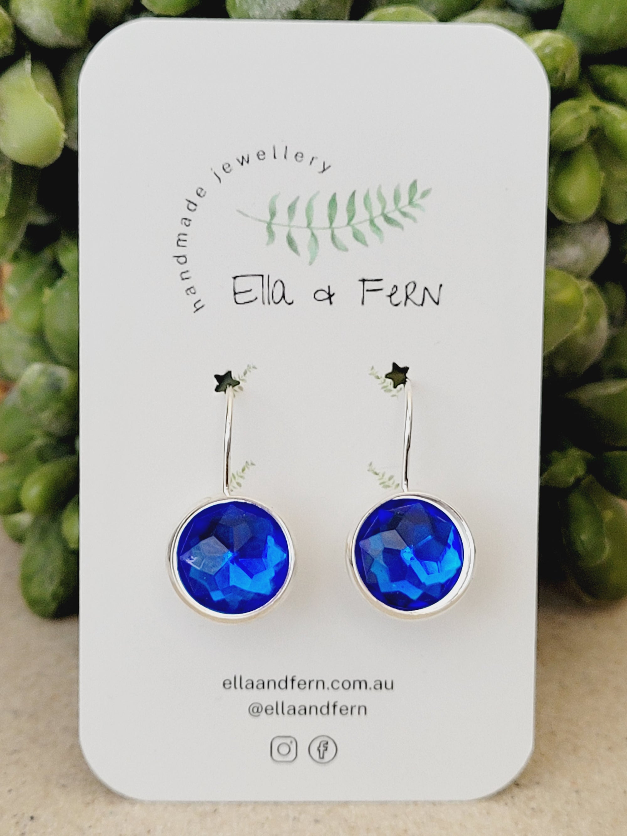 Mirrored Blue Lever Back Earrings | Ella & Fern