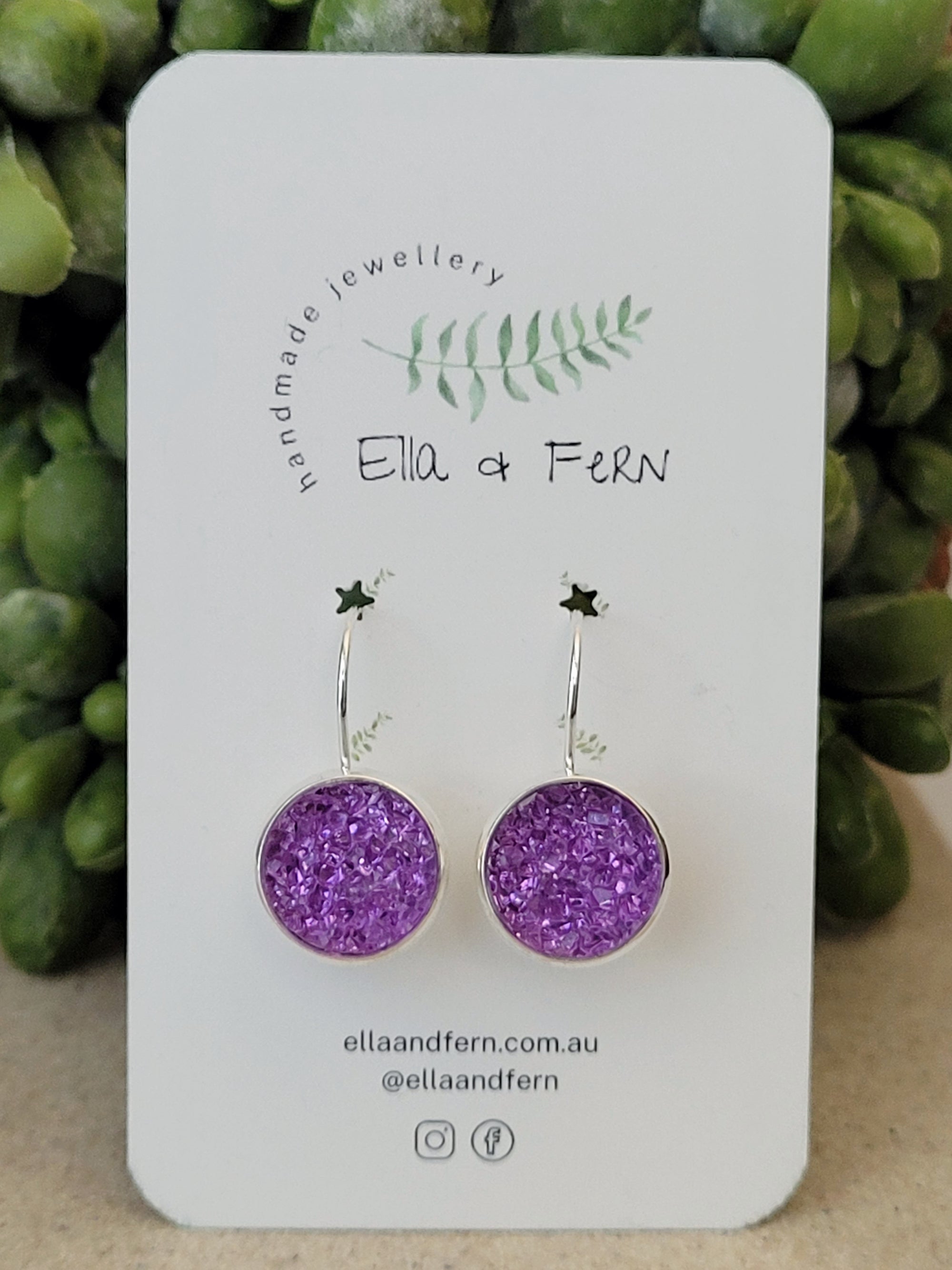 Light Purple Faux Druzy Lever Back Earrings | Ella & Fern